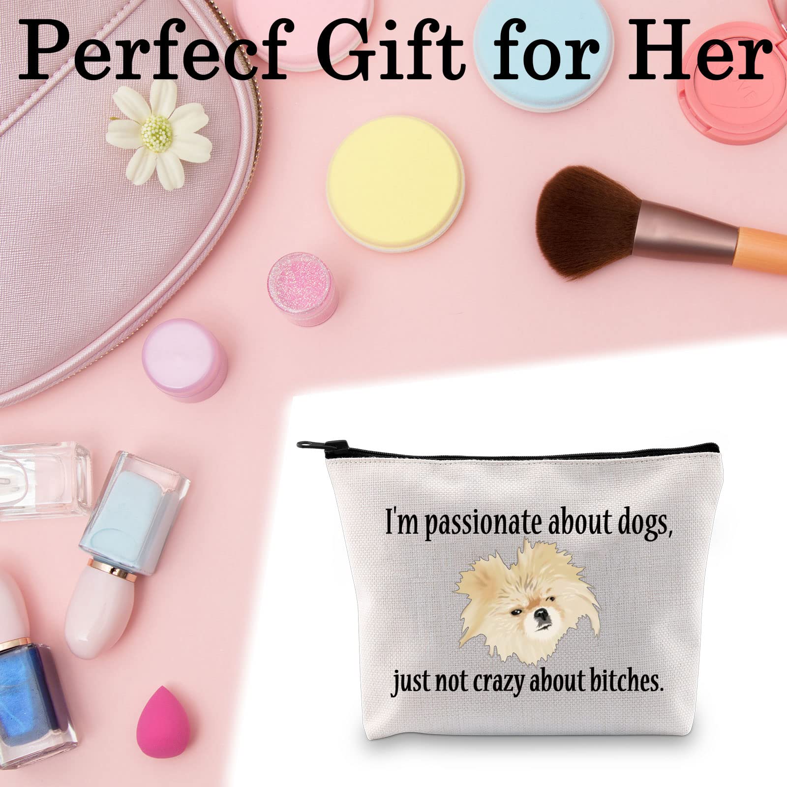 BLUPARK Real Housewives TV Show Themed Makeup Bag - Dog Lover Cosmetic Pouch for Fans (I'm Passionate About Dogs Not Crazy) - Perfect Gift for Reality TV Fans & Pet Lovers