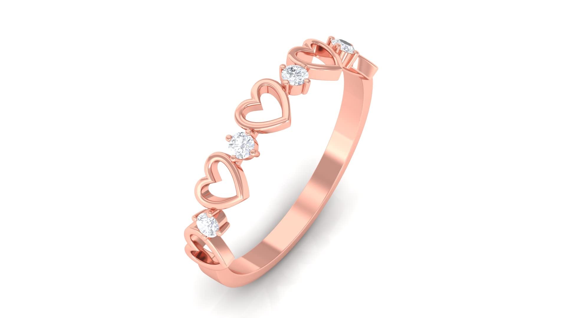 1/4 CT Certified Moissanite Promise Band Ring - 14K Solid Gold Heart Engagement Ring for Women | Perfect for Anniversaries, Proposals & Romantic Gifts