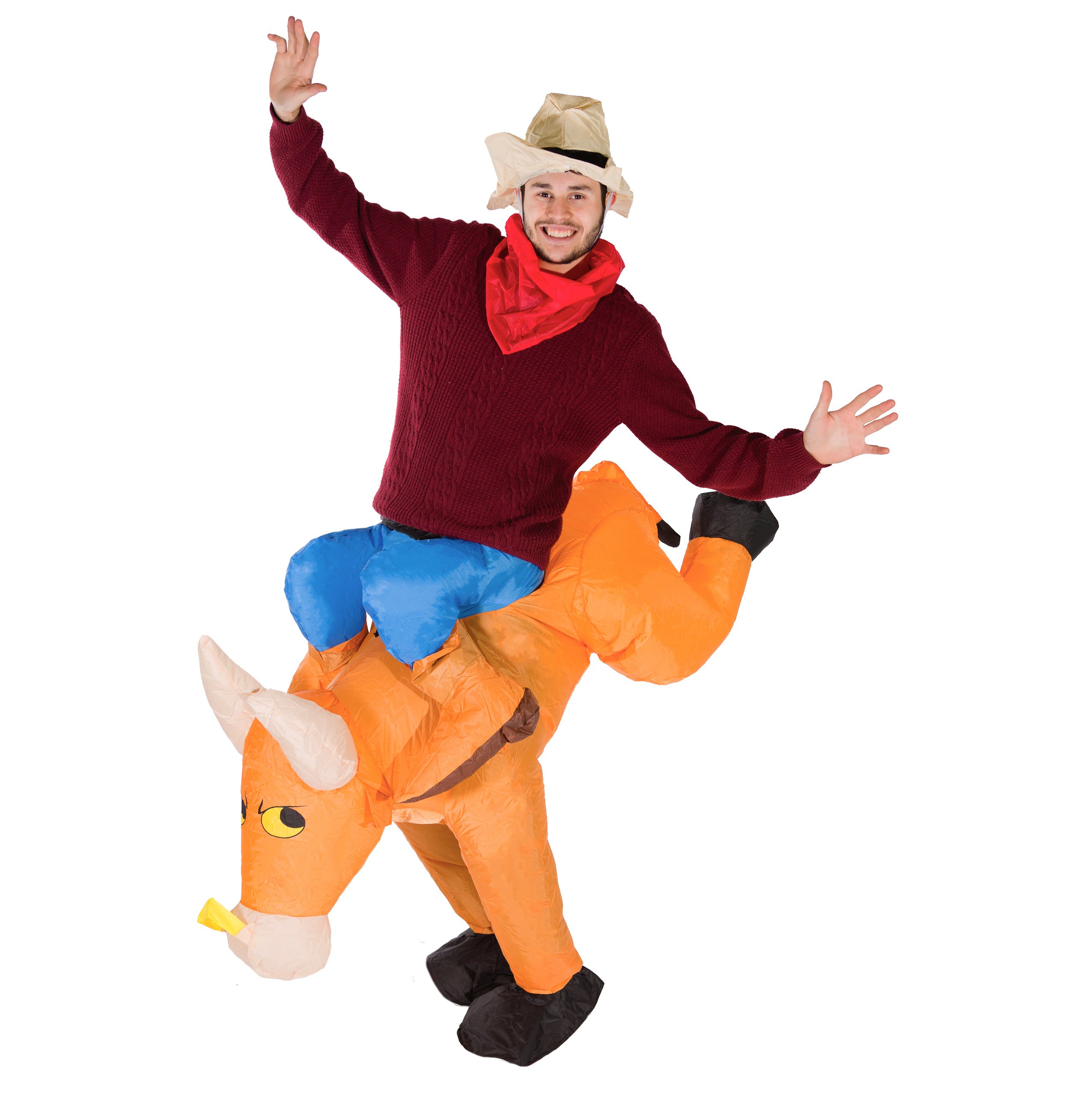 Bodysocks Bull Ride Inflatable Costume for Adults - One Size Fits Most - Funny Rodeo Party Outfit for Halloween, Cosplay & Themed Events