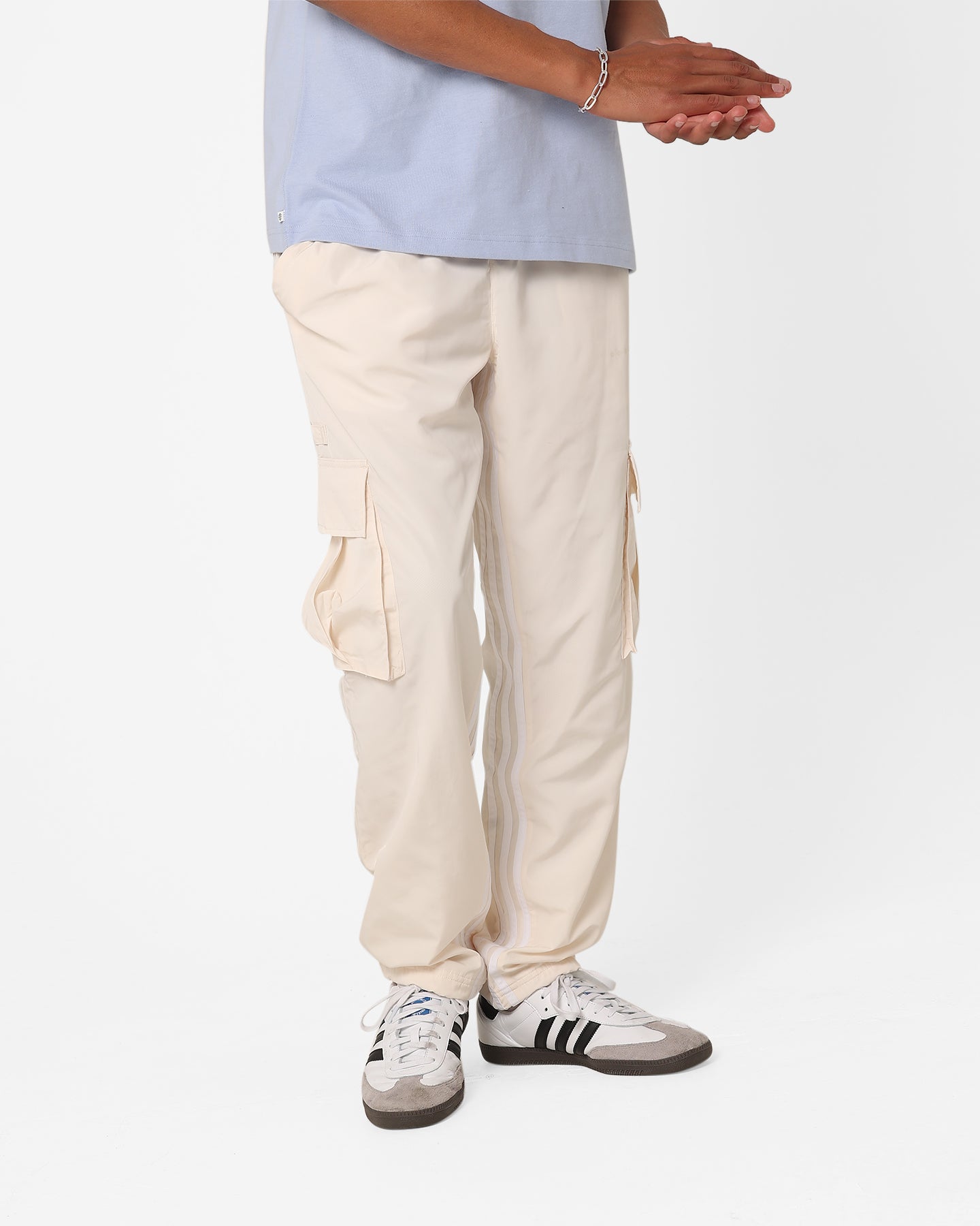 Adidas Metro Cargo Pants for Men - Wonder White | Stylish Streetwear Joggers with Multiple Pockets | Perfect for Casual Wear, Gym & Outdoor Activities