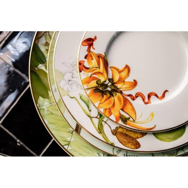 Vista Alegre Amazonia 5-Piece Dinner Plate Set - Elegant Porcelain Tableware for Fine Dining, Wedding Registry & Holiday Entertaining