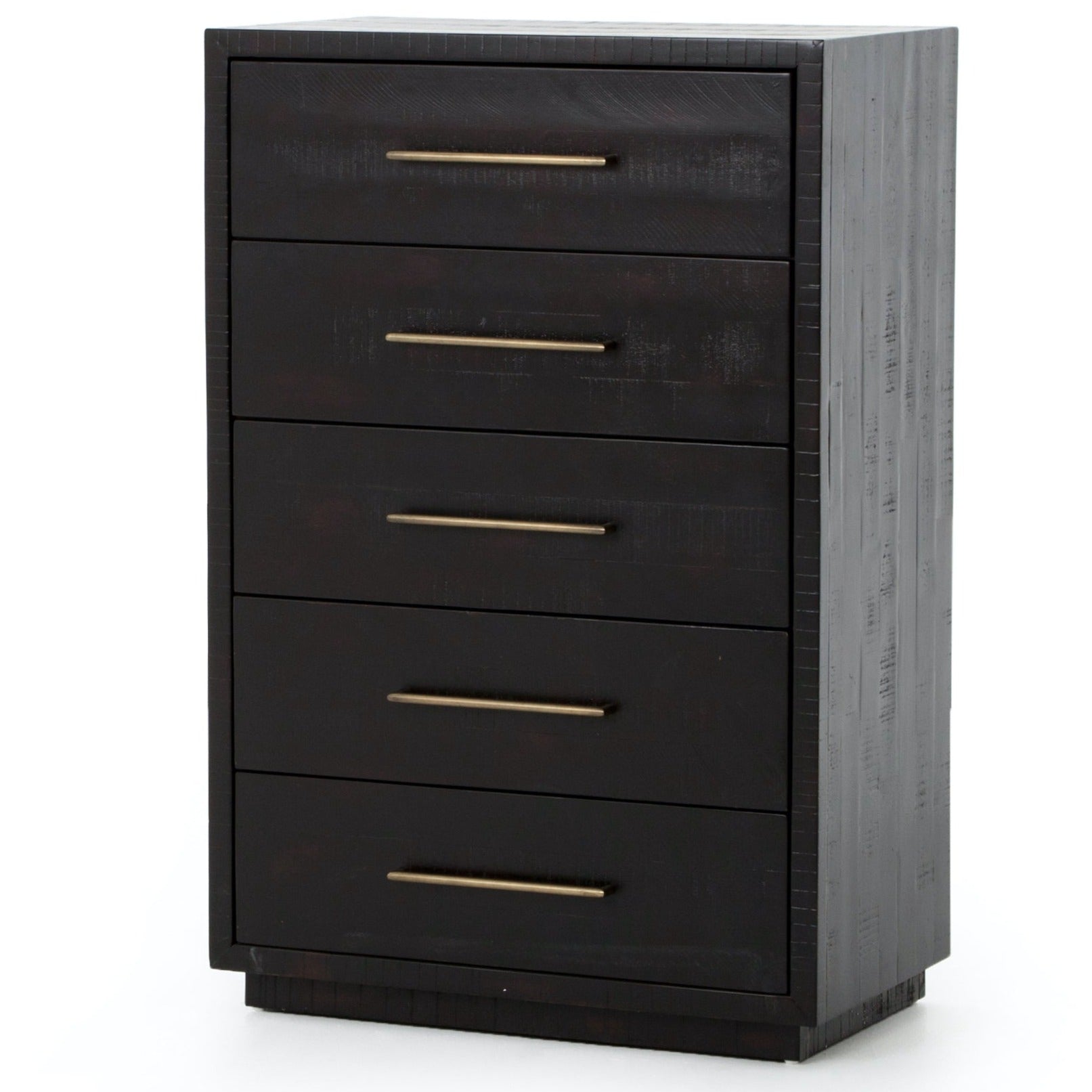 Black High Boy Dresser 30x17x45 Inches - Modern Tall Chest of Drawers for Bedroom, Living Room, or Office Storage