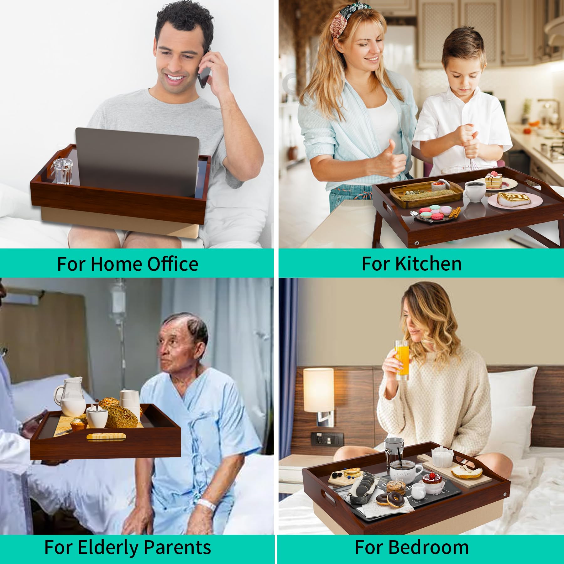 Modern Wooden Lap Desk with Folding Legs & Detachable Cushion - Portable Laptop Tray for Bed, Sofa, or Floor - Ergonomic Home Office & Study Desk with Comfortable Handles