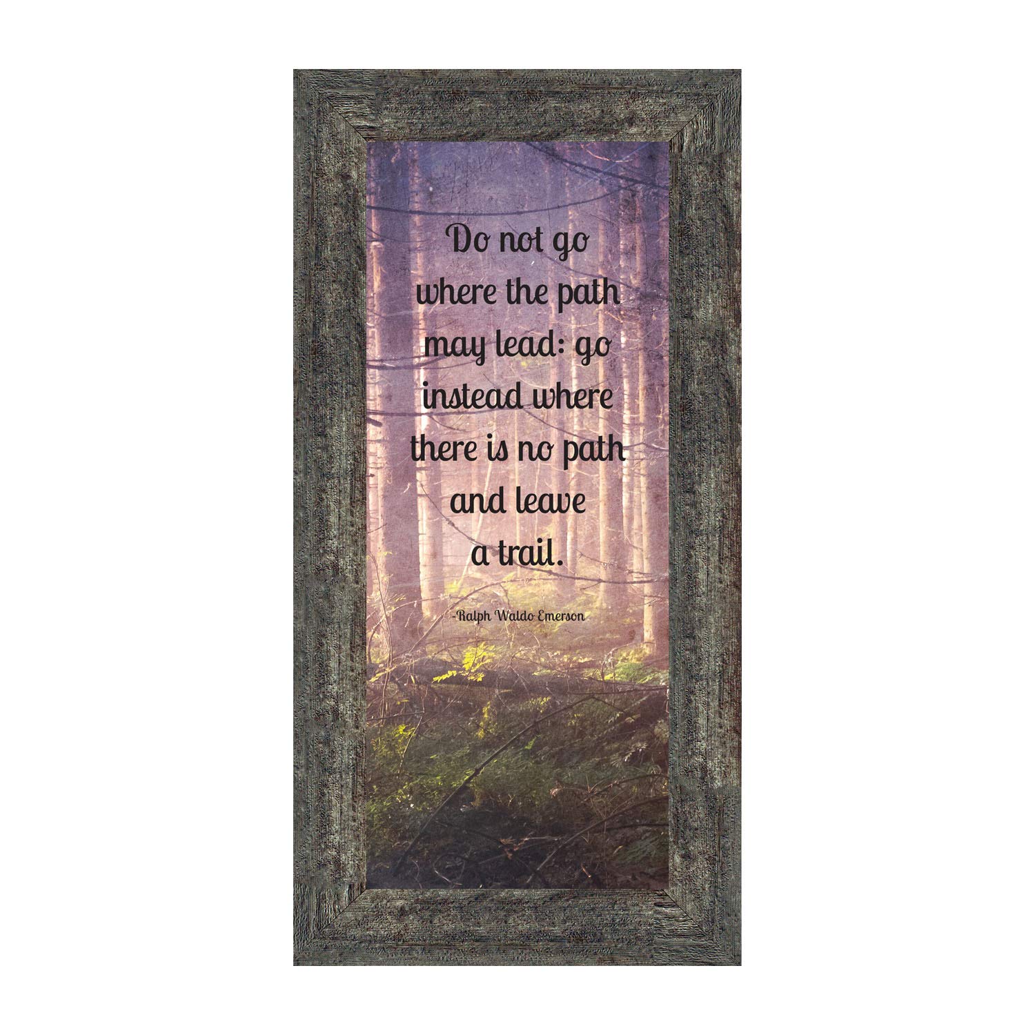 Motivational & Inspirational Wall Art Decor - Emerson's 'Do Not Go Where the Path May Lead' Framed Quote Poster (7454BW) - Perfect for Office, Home, College & High School Graduation Gifts for Boys & Girls - Ideal for Study Rooms, Work Spaces & Dorm Decor