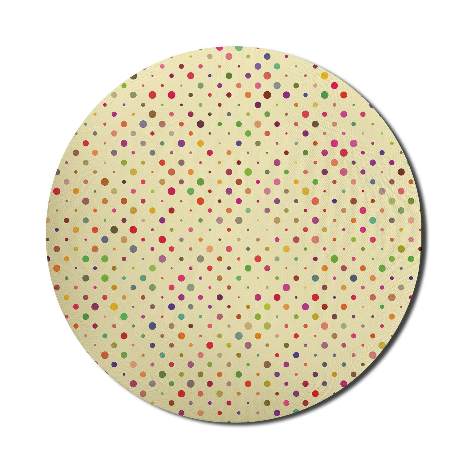 Ambesonne Vintage Polka Dot Round Mouse Pad - Non-Slip Thick Rubber Gaming Mouse Mat for Computers, 8 Inch Colorful Vibrant Design - Perfect for Office, Home & Gaming Setup
