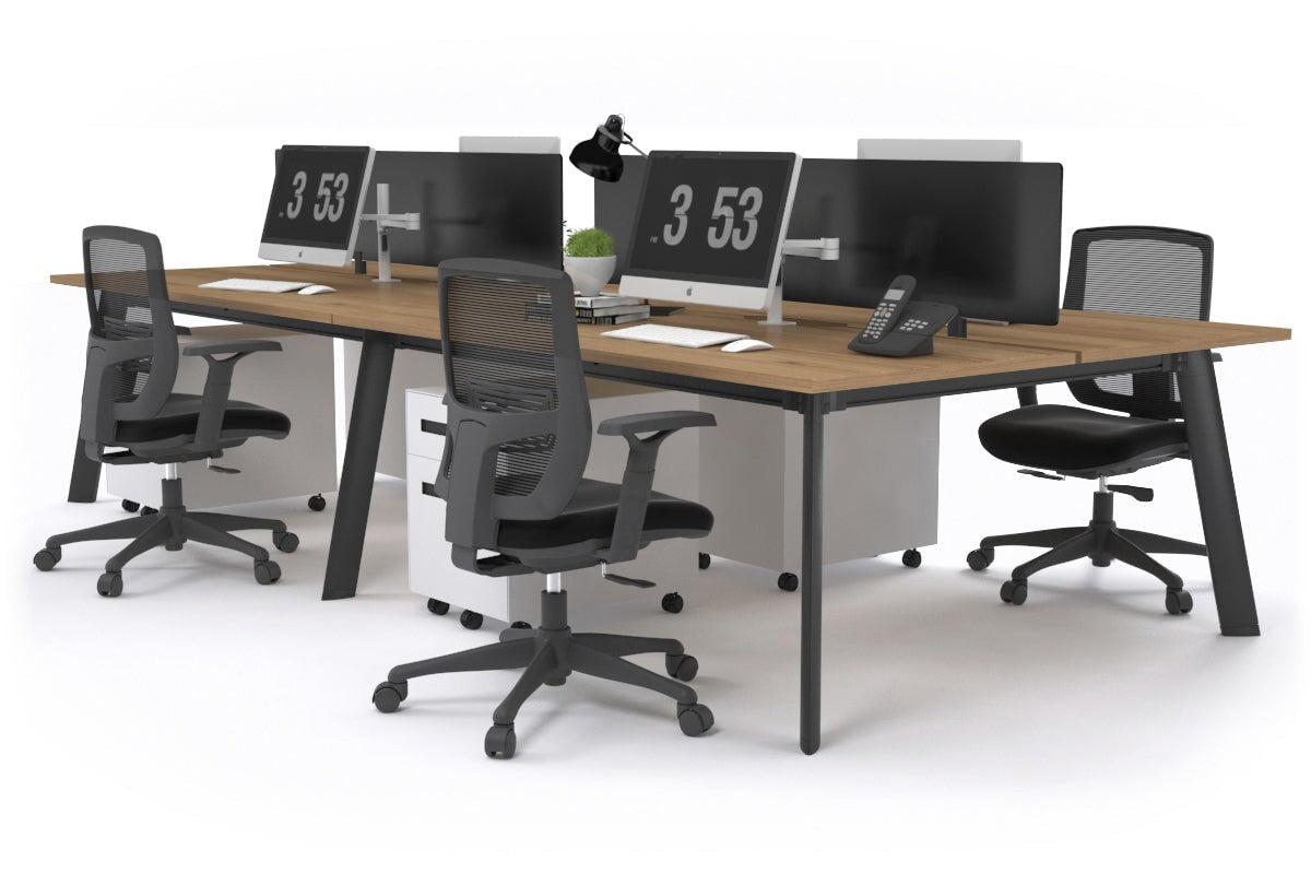 4-Person Workstation with Black Frame - 1800L x 800W Office Desk with Cable Management | Perfect for Team Collaboration & Open Office Spaces