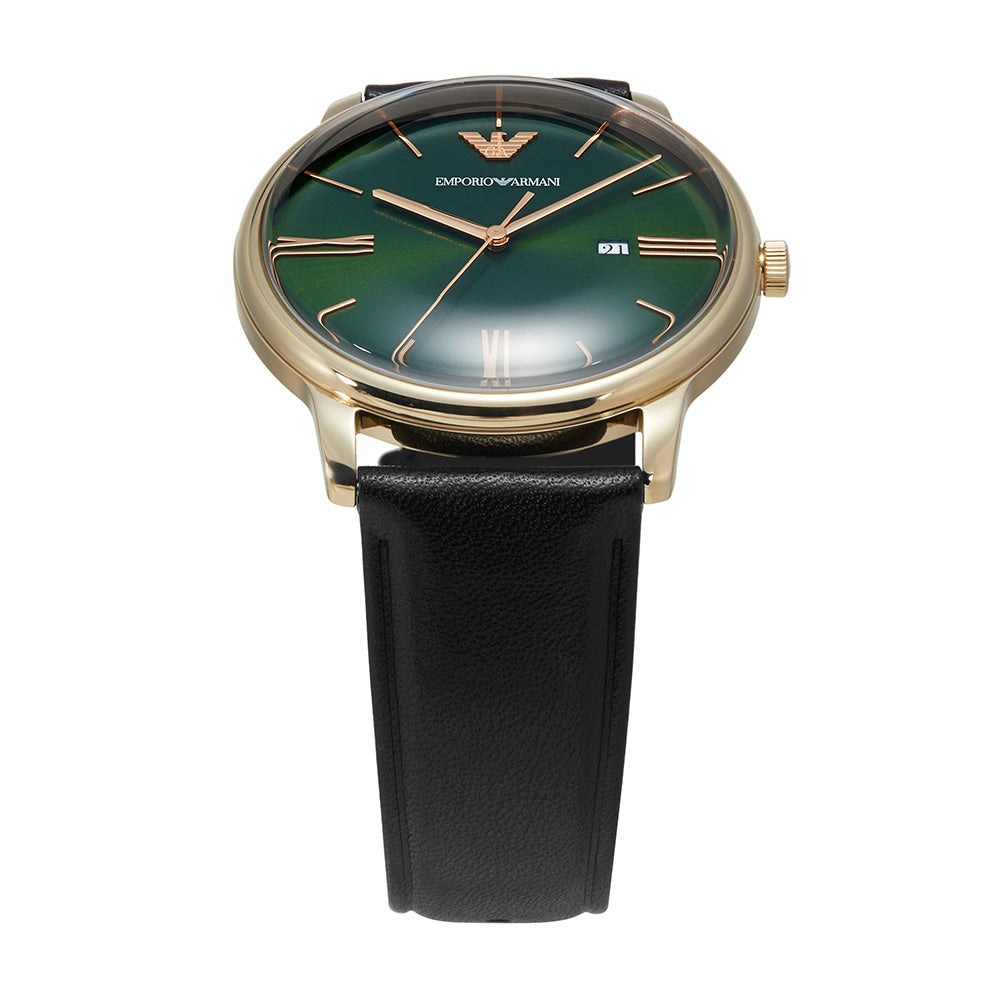 Emporio Armani AR11601 Minimalist Men's Leather Strap Watch - Luxury Analog Wristwatch for Business, Casual & Formal Occasions