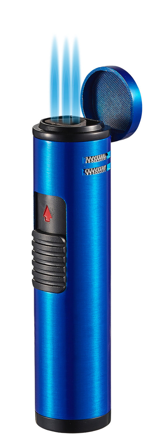 Visol Cobra Triple Flame Cigar Lighter - Windproof Butane Torch Lighter with Punch Cutter (Blue) - Perfect for Cigars, Cigarettes & Outdoor Use