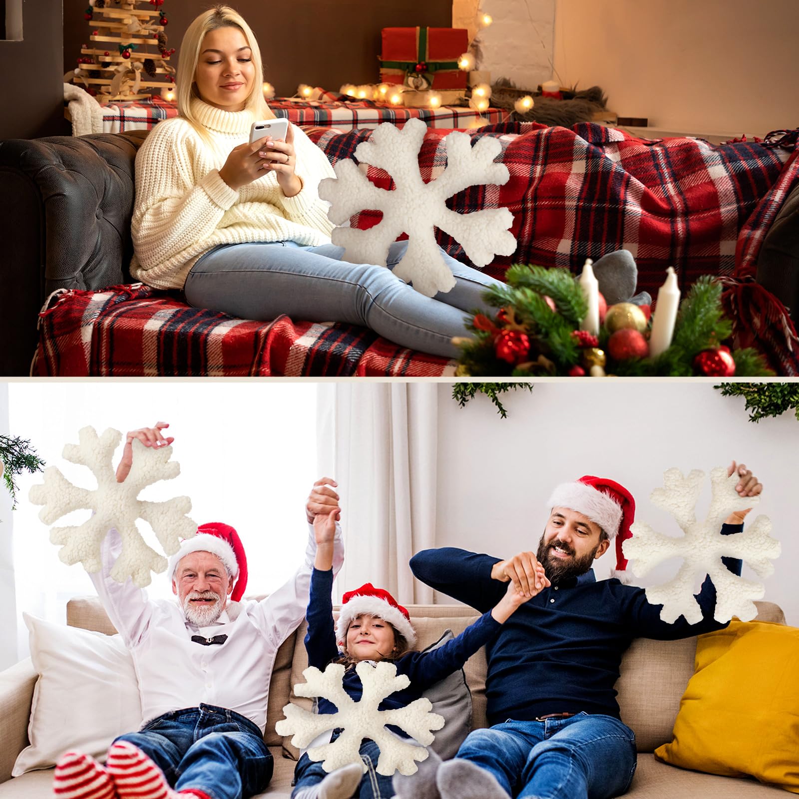 Shappy 3-Piece Snowflake Winter Throw Pillows Set - Soft Decorative Cushions for Christmas, Home, Sofa & Outdoor Decor - Perfect for Holiday Parties, Living Room & Seasonal Home Styling