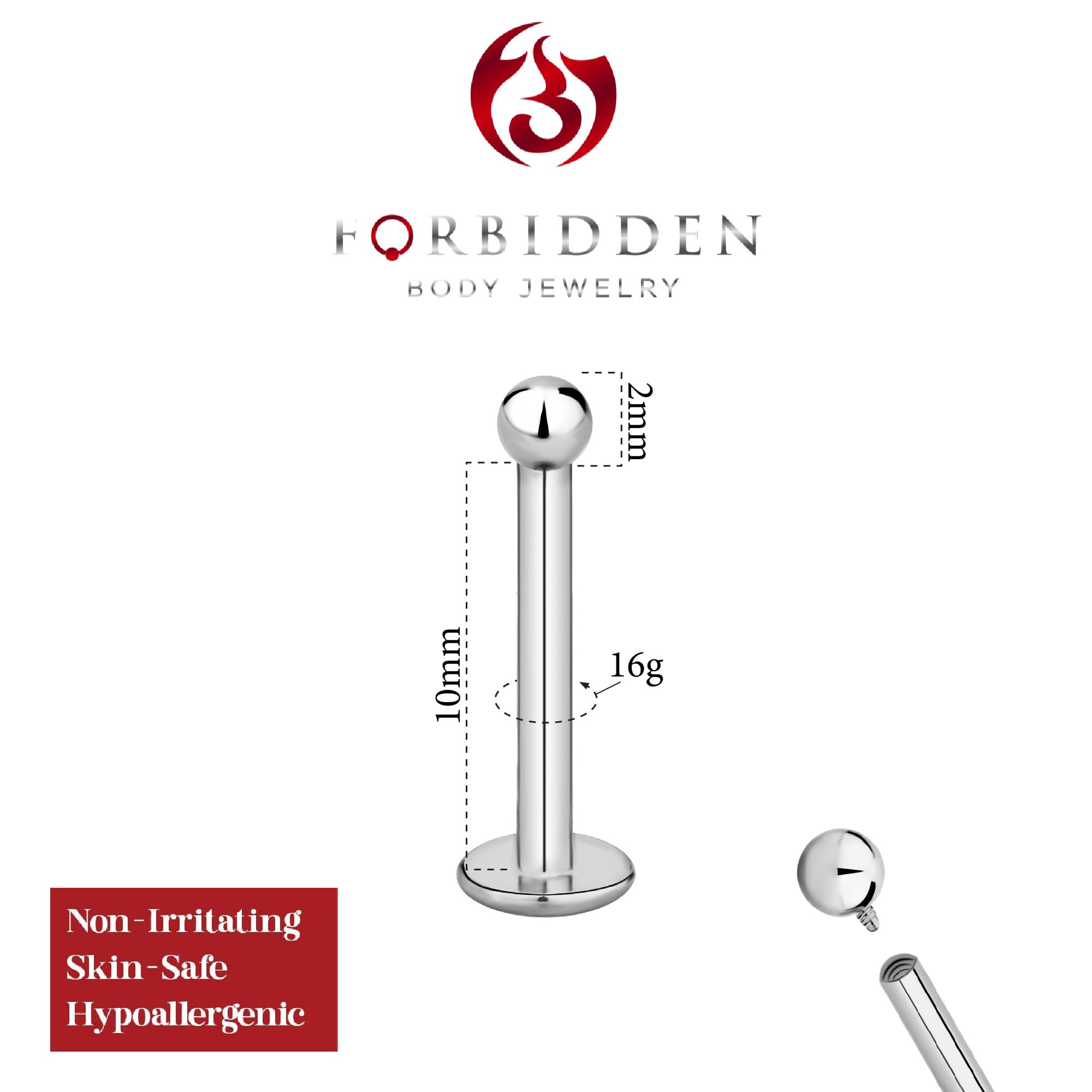 14g-16g Surgical Steel Tragus Earring, Helix Earring & Labret Piercing Stud with Ball Top - Body Jewelry for Cartilage, Lip & Nose Piercings - Perfect for Everyday Wear & Special Occasions