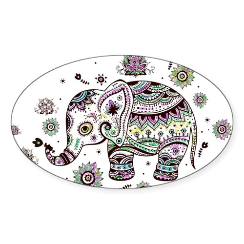 White - Cute Pastel Colors Floral Elephant Sticker