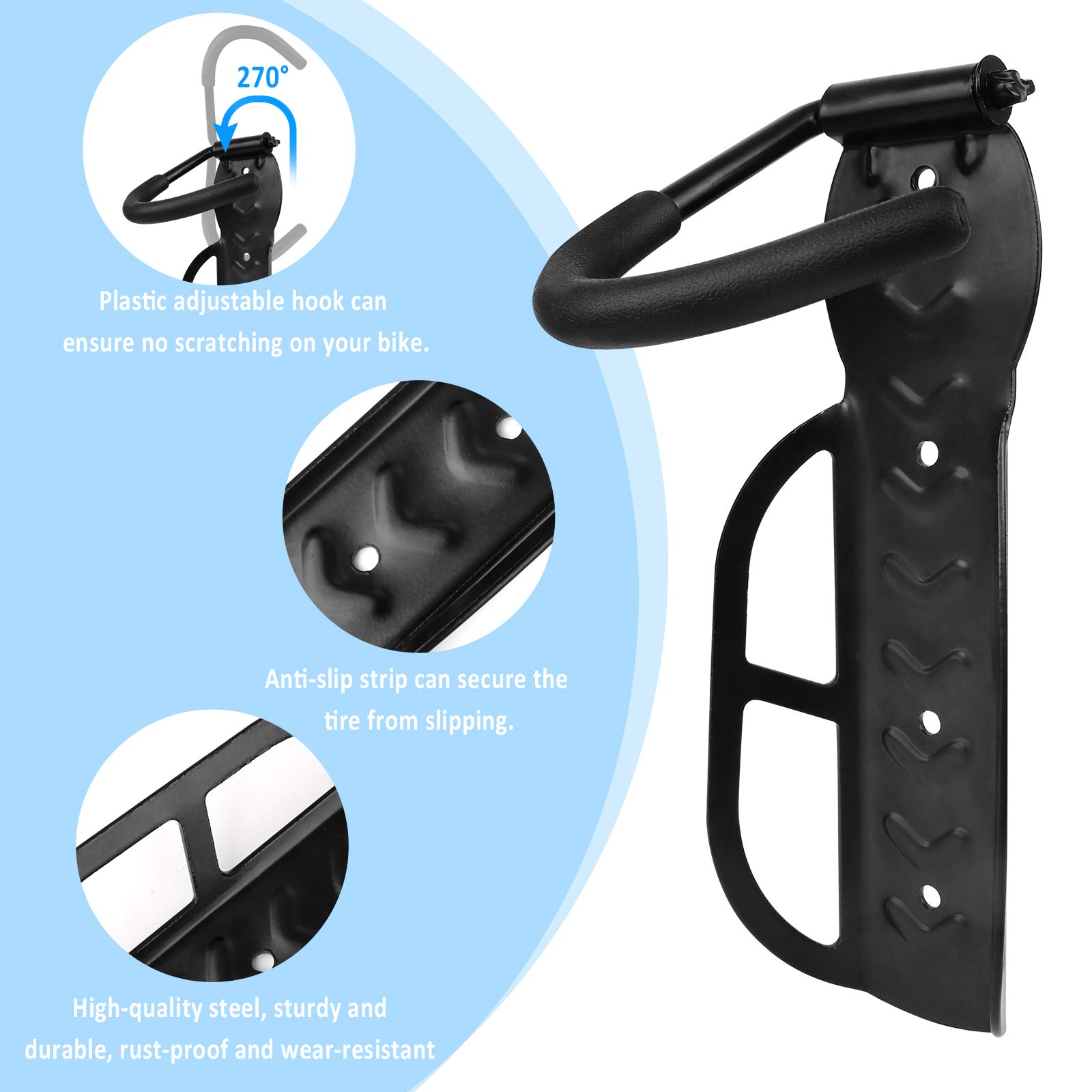 Heavy Duty Bike Wall Mount Hook Rack - 1 Pack Vertical Bicycle Storage Hanger with Screws for Garage & Indoor Use | Secure Bike Organizer for Home, Apartment, Cycling Enthusiasts | Black