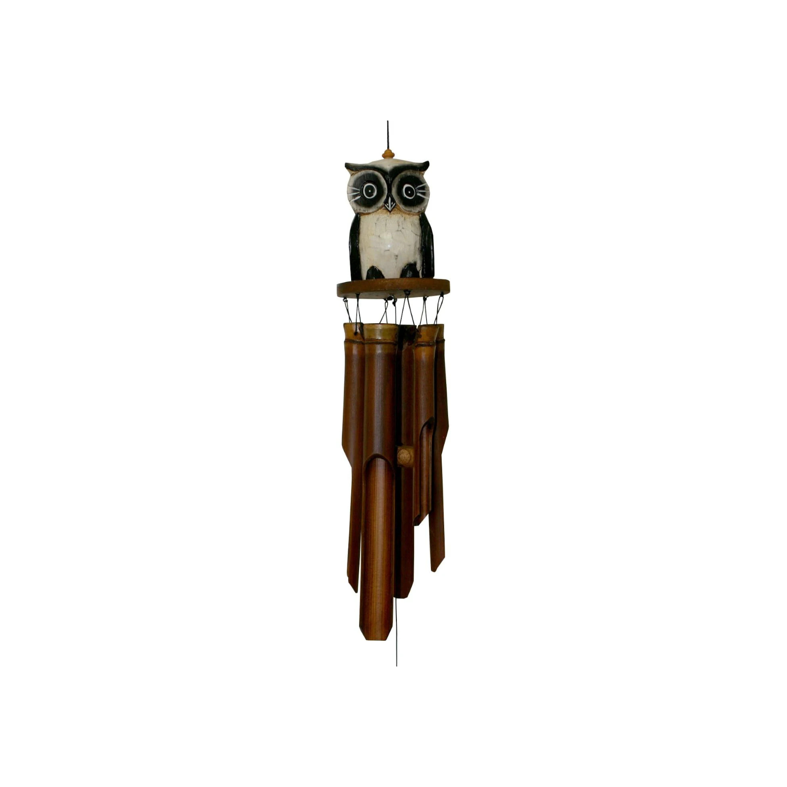 Cohasset 246 Oscar Bamboo Wind Chime in Tan Owl Design - Outdoor Garden Decor for Patio, Porch, and Backyard Relaxation