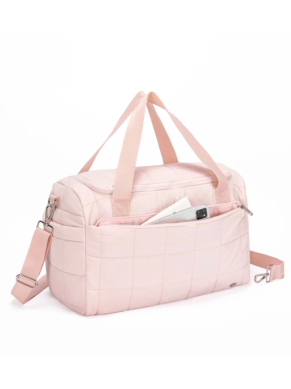 WESTBRONCO 25L Quilted Weekender Duffle Bag for Women - Soft, Lightweight Travel Overnight & Gym Bag with Crossbody Strap - Perfect for Weekend Getaways, Workouts & Business Trips