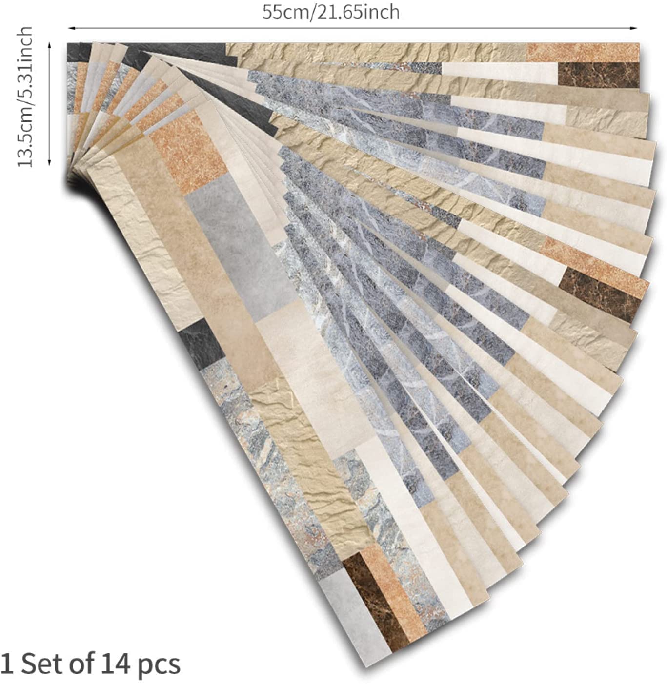 Self-Adhesive Peel and Stick Tile Stickers - 12x55cm White & Brown Wall & Floor Tiles (28-Pack) - Waterproof Vinyl Backsplash for Kitchen, Bathroom, Laundry Room & RV Renovation