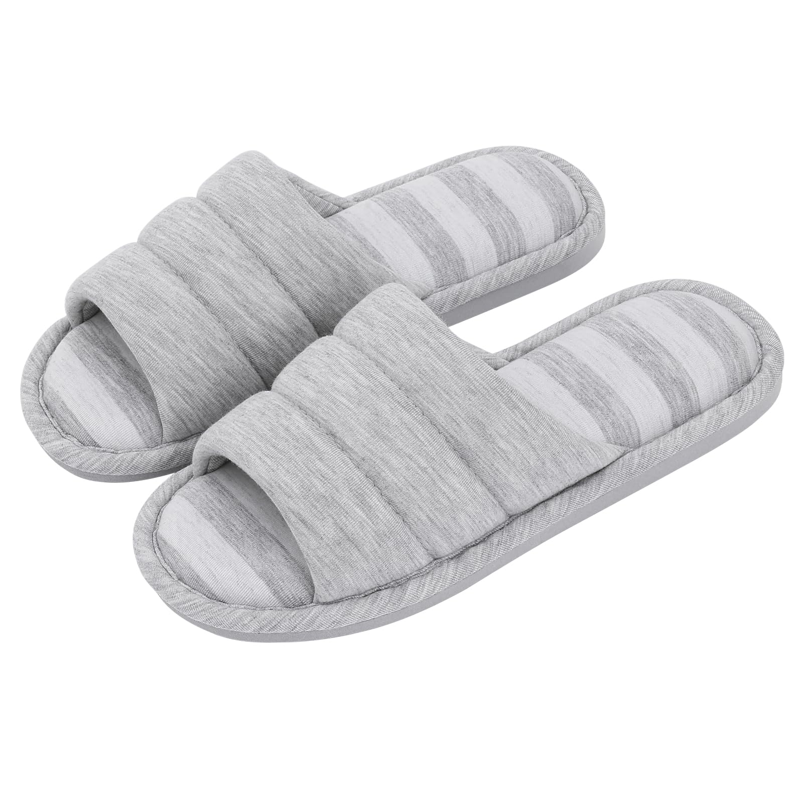 **Shevalues Open Toe House Slippers for Women & Men - Soft Cotton Indoor Shoes with Memory Foam - Comfortable Slip-On Bedroom Slippers for Relaxing at Home**