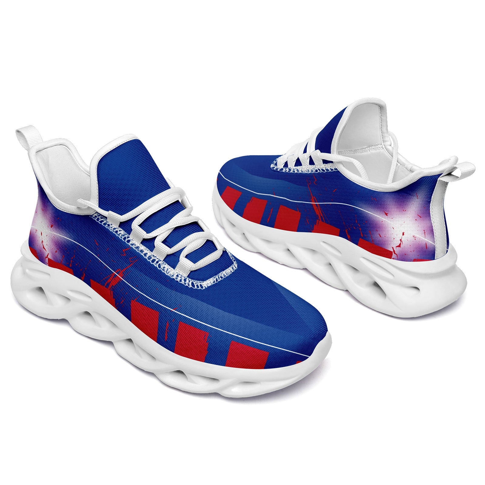 Custom Blue & Red Buffalo Maxsoul Personalized Sneakers - Men's/Women's Breathable Running Shoes FN003 D020260 (Size 4) - Perfect for Gym Workouts, Jogging & Casual Wear