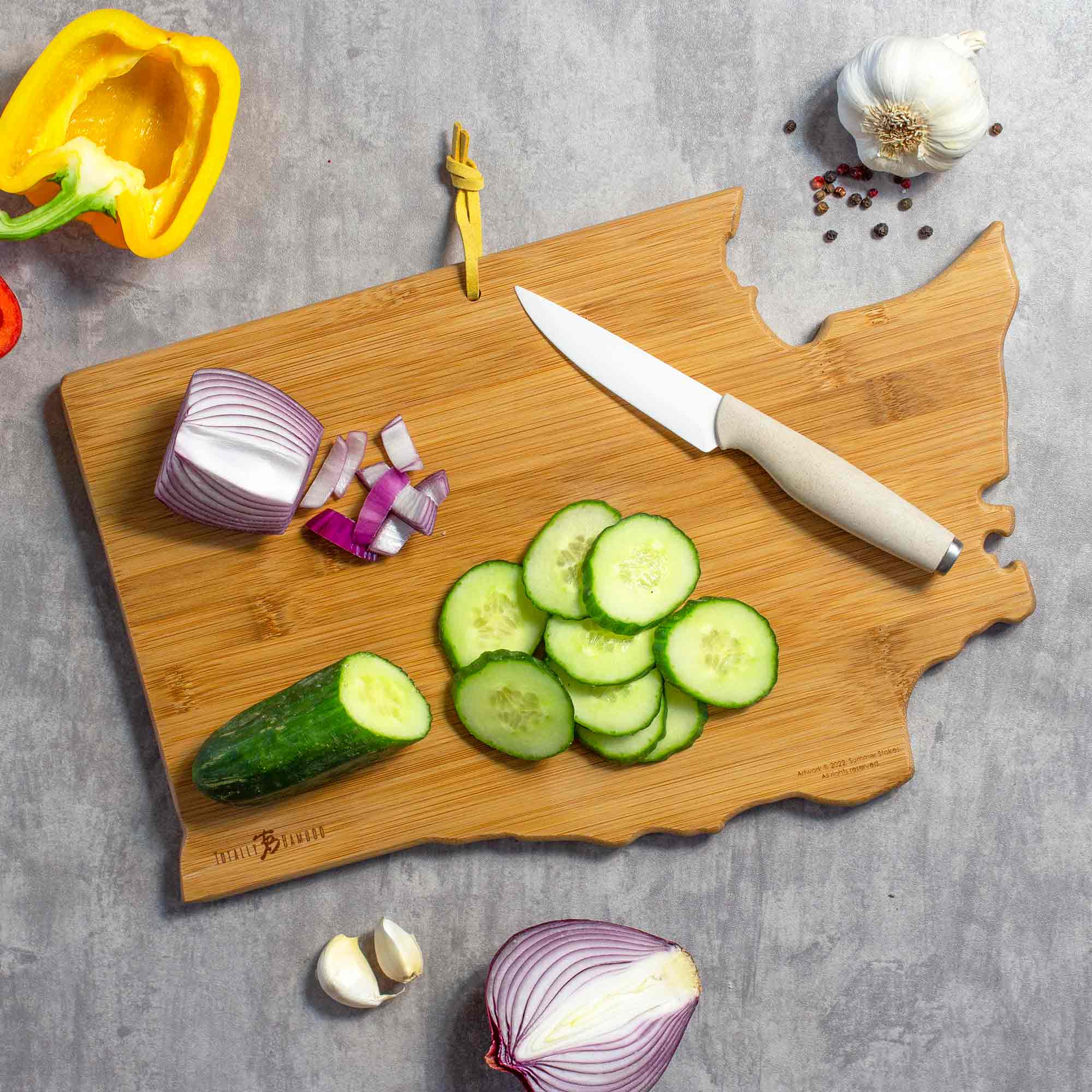 Washington State Themed Cutting Board - Handcrafted Wooden Chopping Board with Wander on Words™ Artwork - Perfect for Kitchen Prep, Charcuterie Boards & Home Decor