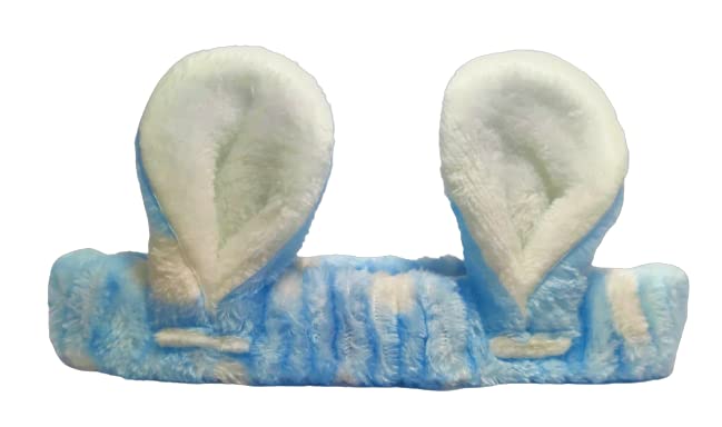 Soft Fleece Rabbit Ears Spa Headband for Women - Stretchable Cosmetic & Makeup Hair Band for Facial, Shower, Running, Sports - Cute Bow Hair Accessory Gift for Girls (Pattern B) - Perfect for Skincare Routine, Gym Workouts & Spa Days