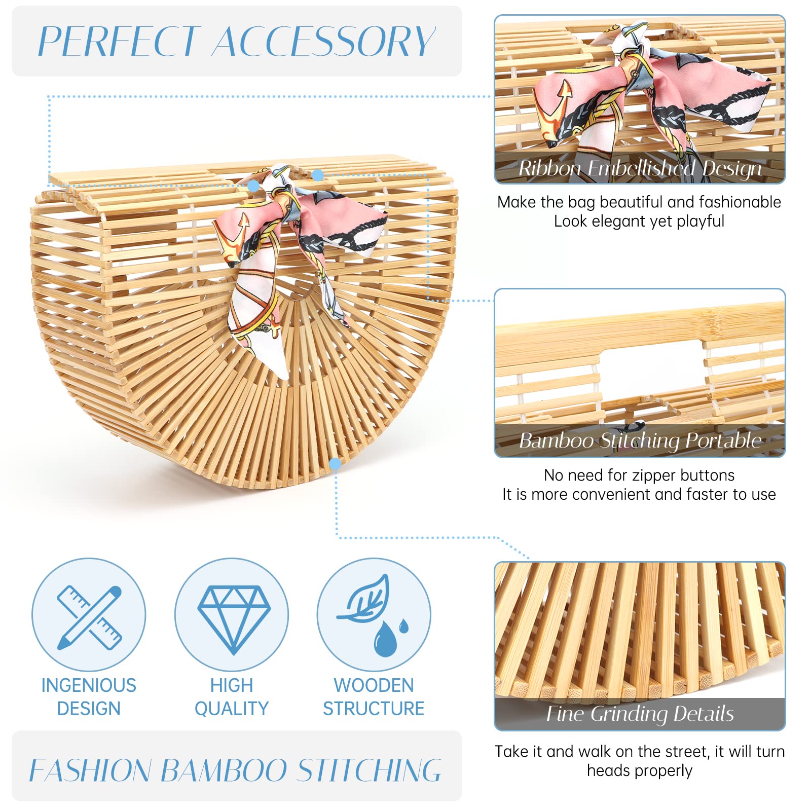 **Empire Vintage Bamboo Handmade Straw Bag for Women – Summer Beach Purse, Boho Basket Handbag – Perfect for Beach Outings, Picnics & Casual Day Trips**