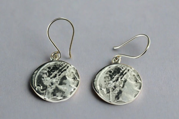 Ancient Greek Coin Earrings - Sterling Silver Jewelry for Women - Perfect for Historical Reenactments & Themed Parties