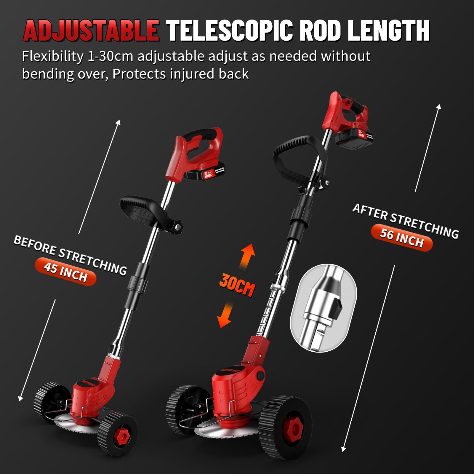 21V Cordless Electric Weed Wacker with 3 Blades & 2x2.0Ah Battery - Lightweight Foldable Stringless Grass Trimmer & Brush Cutter for Garden, Yard, Lawn Care & Landscaping - Perfect for Edging, Trimming, and Cutting Overgrown Weeds