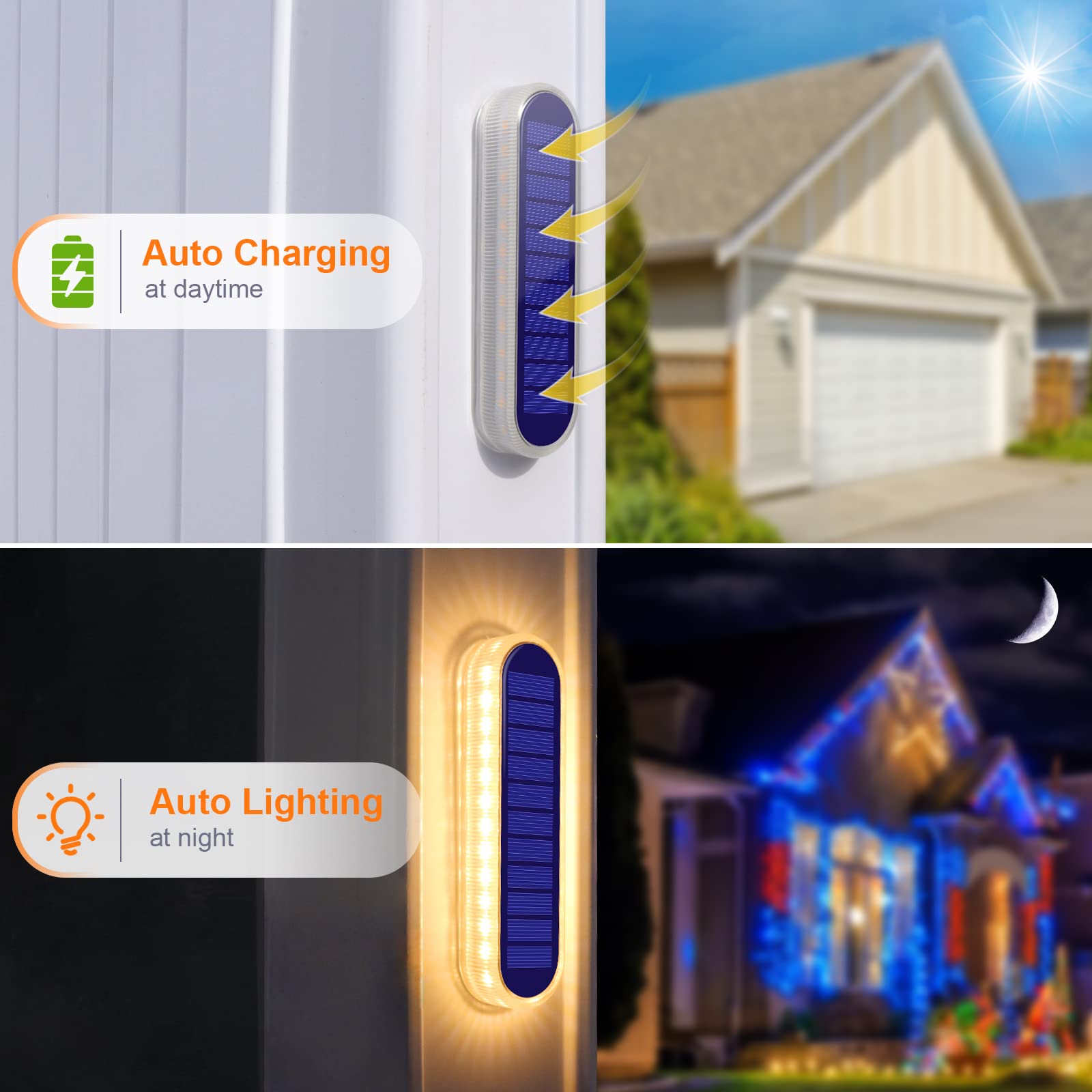 Solar Powered Outdoor Step Lights - Waterproof LED Stair Lights for Mailbox, Gutter, Pool, Lanai, Patio & Deck (4 Pack) | Warm White Solar Lighting for Home & Garden Decor