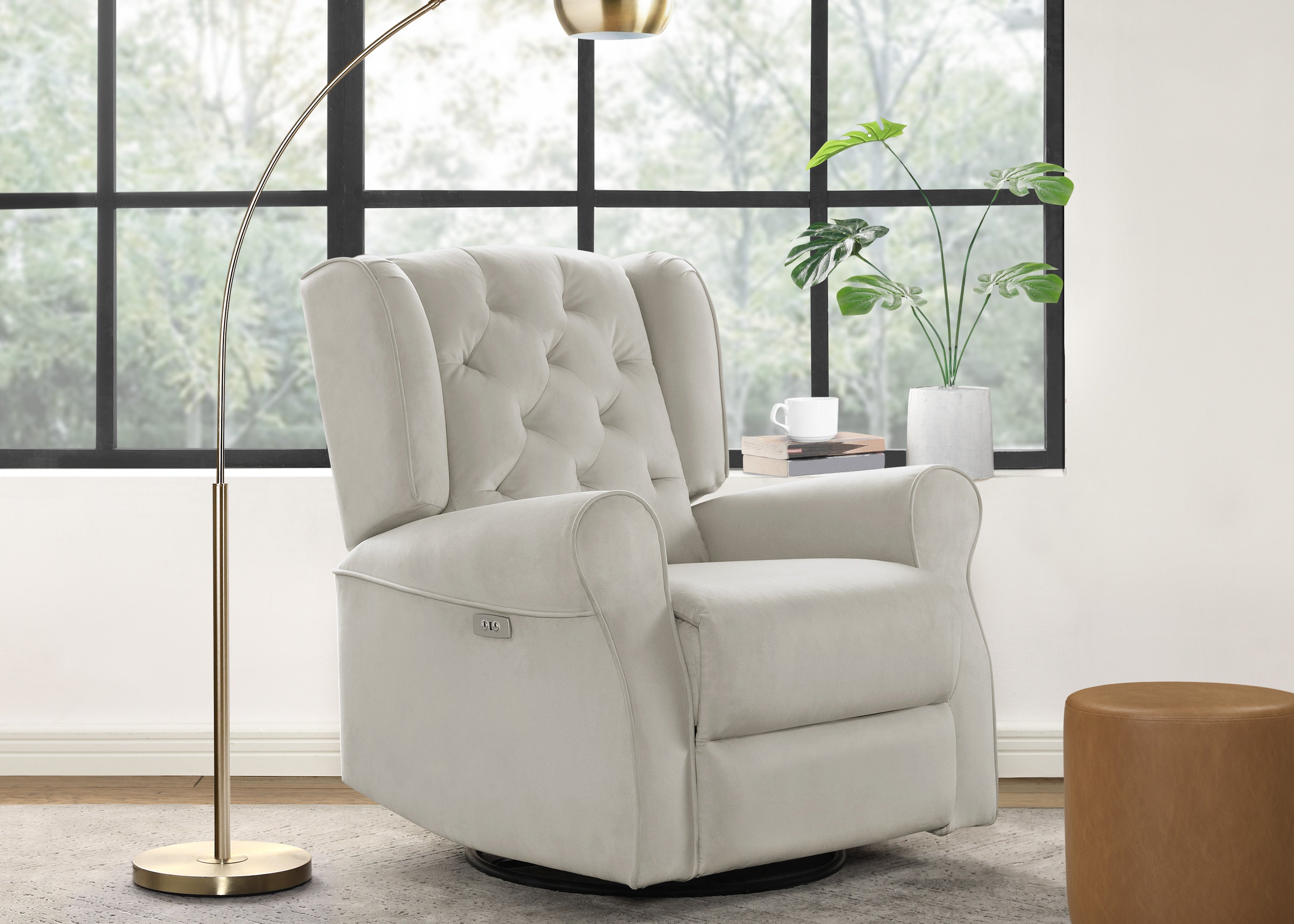 LiveSmart Performance Fabric Power Recliner Swivel Glider Chair with USB Port - Electric Massage Lift Chair for Living Room, Bedroom & Home Theater Comfort