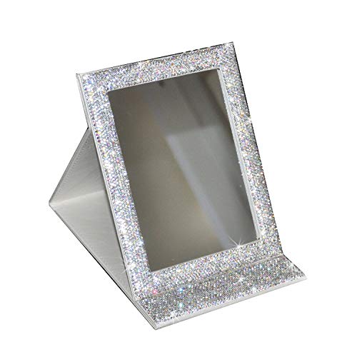 Portable Folding Vanity Mirror with Stand - Silver Travel Makeup Mirror for Cosmetics & Beauty | Perfect for Home, Travel, and Professional Makeup Application