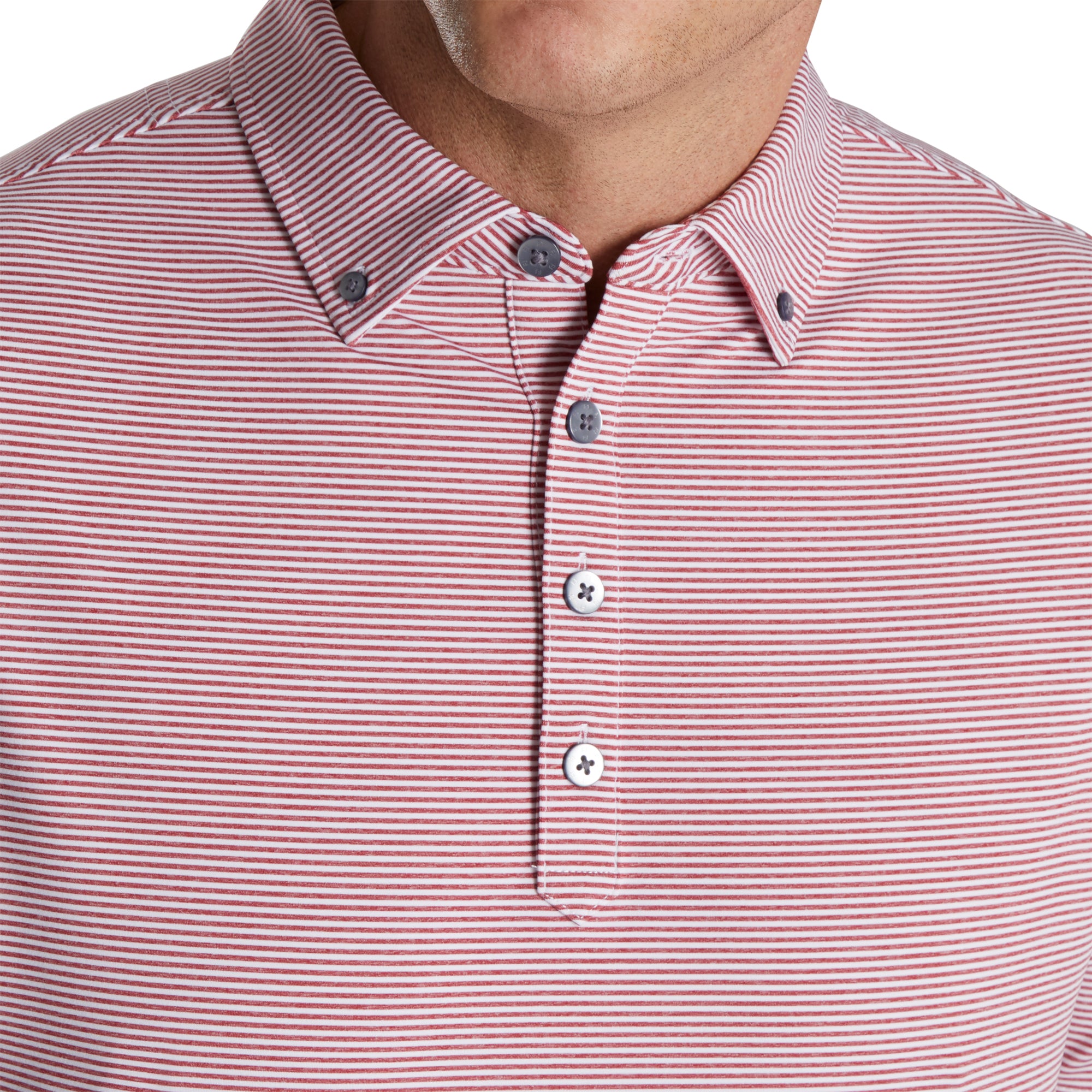 FootJoy Men's Golf Polo Shirt - Feeder Stripe Lisle Heather Merlot - Moisture-Wicking & UV Protection - Perfect for Golf Tournaments & Casual Wear
