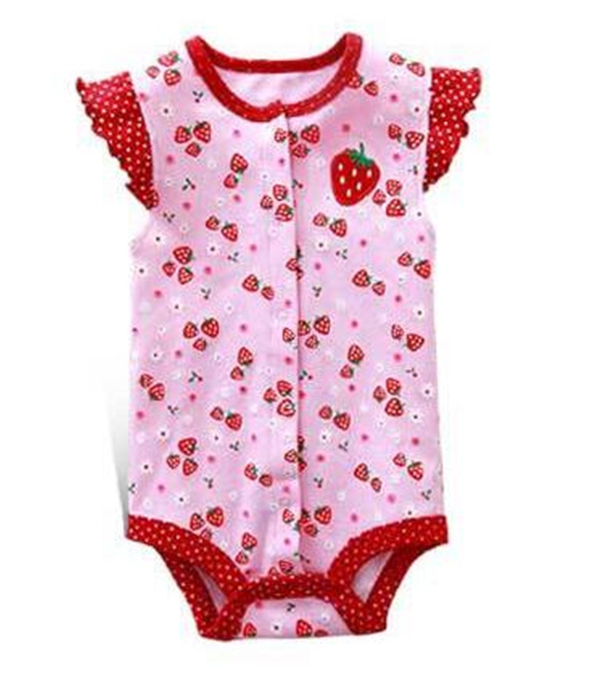 Adorable Baby Girl Summer Cotton Strawberry Romper - Cute & Comfortable Outfit for Playtime, Beach & Photoshoots