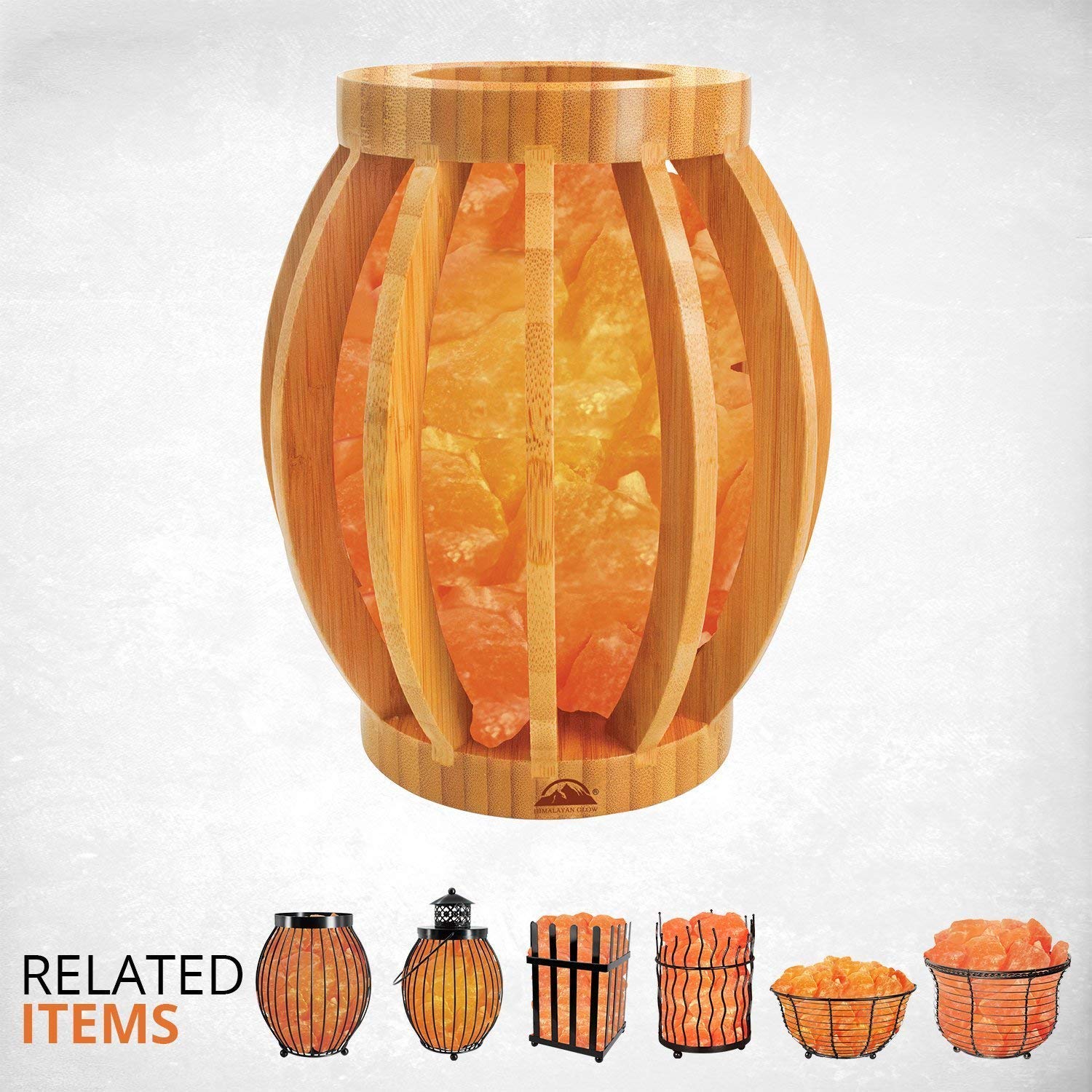 Himalayan Glow Bamboo Basket Night Light with Pink Salt Chunks - Warm Amber LED, ETL Certified with Dimmer Switch - Perfect Gift & Home Decor (2-Pack) for Bedroom, Nursery, Yoga Room, and Spa Relaxation