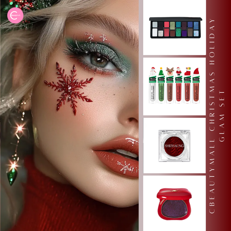 CbeautyMall Merry Luxe Makeup Collection - 12-Piece Premium Cosmetic Set with Eyeshadow, Lipstick & Blush | Perfect for Holiday Gifts, Party Makeup & Special Occasions