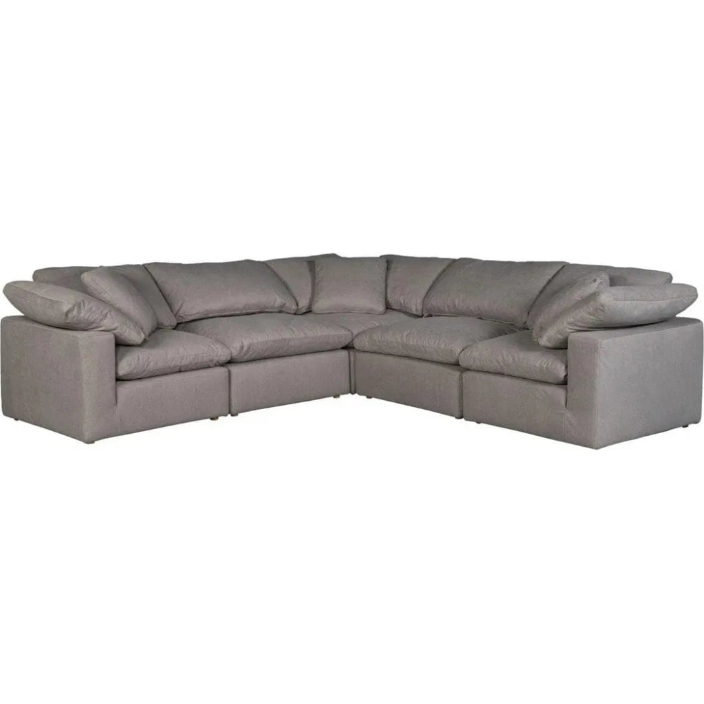 5-Piece Stain-Resistant Grey Large Classic Modular Sofa Set - Perfect for Living Room, Family Room & Home Theater Comfort