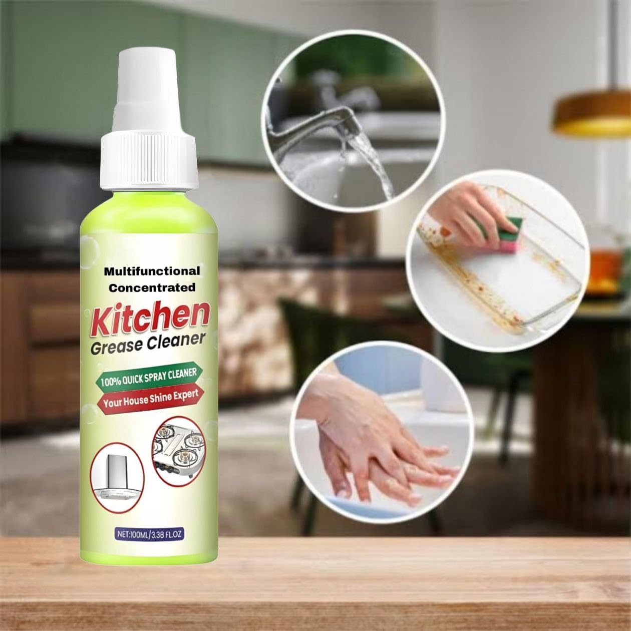 Multifunctional Concentrated Cleansing Lotion - High-Performance Kitchen & Bathroom Cleaner (110ml) | Perfect for Stain Removal, Grease Cutting & Surface Disinfection