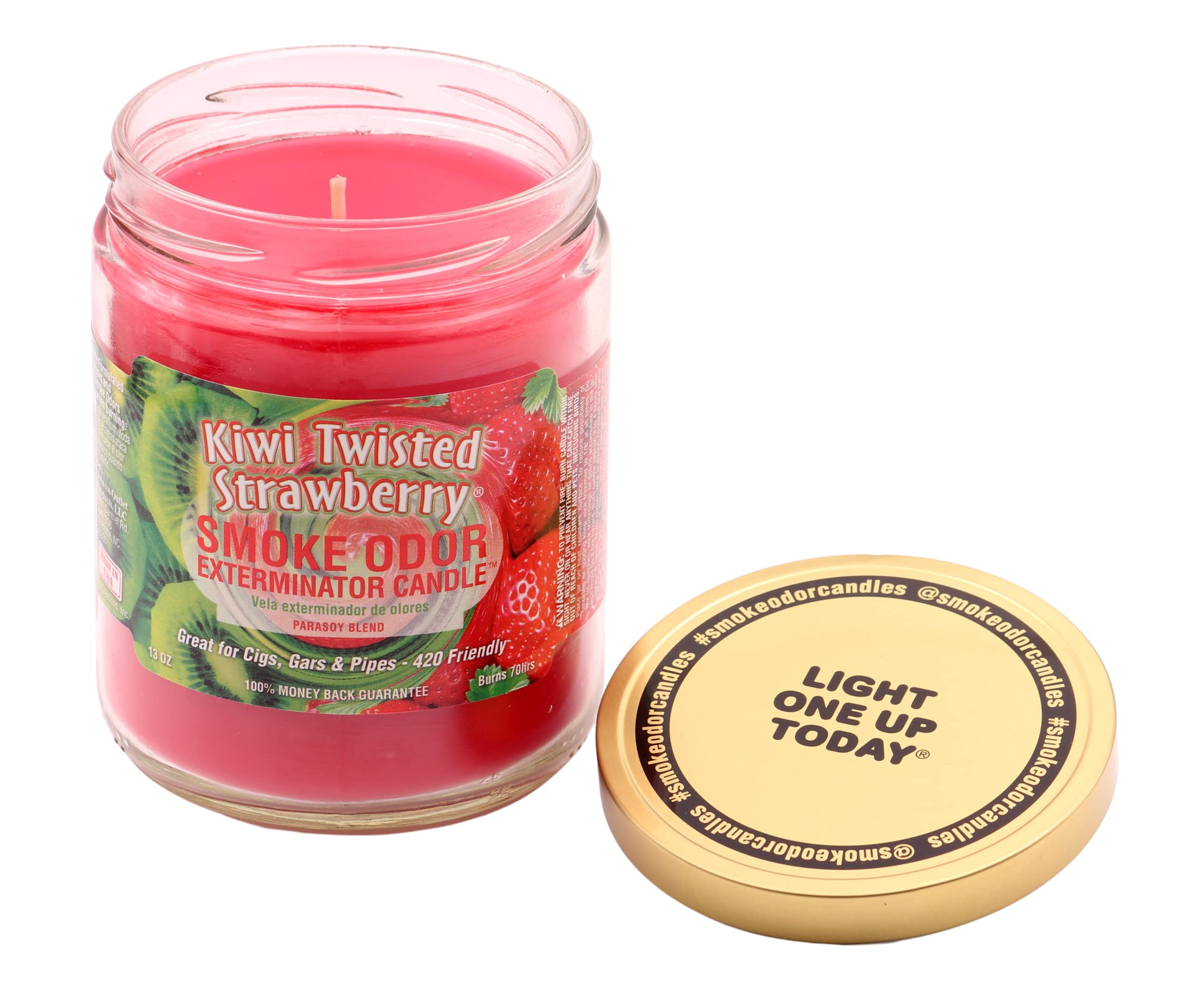 Smoke Odor Eliminator Candle - 13oz Kiwi Strawberry Scented Jar Candle (2-Pack) | Home Air Freshener for Kitchen, Bathroom & Living Room
