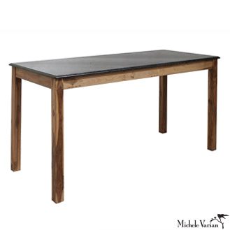 Elegant Black Marble and Teak Wood Dining Table - Modern Kitchen & Dining Room Furniture for Family Gatherings & Dinner Parties