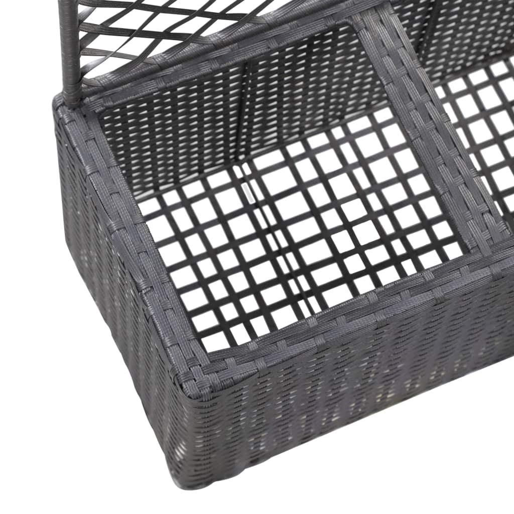 Black Poly Rattan Trellis Raised Garden Bed with 2 Pots - 22.8