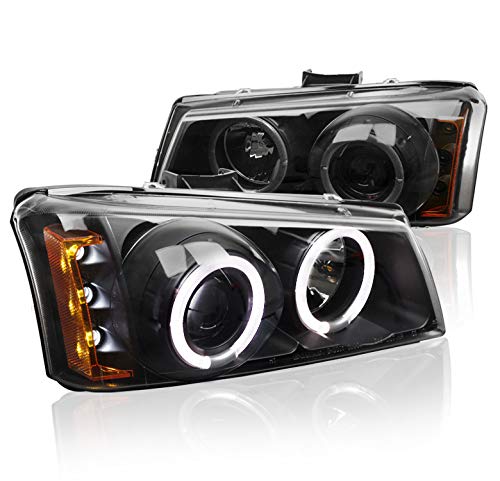 CCFL Halo LED Projector Headlights - Black - Compatible with 2003-2006 Chevy Silverado & Avalanche - Upgrade Your Truck's Style & Night Visibility