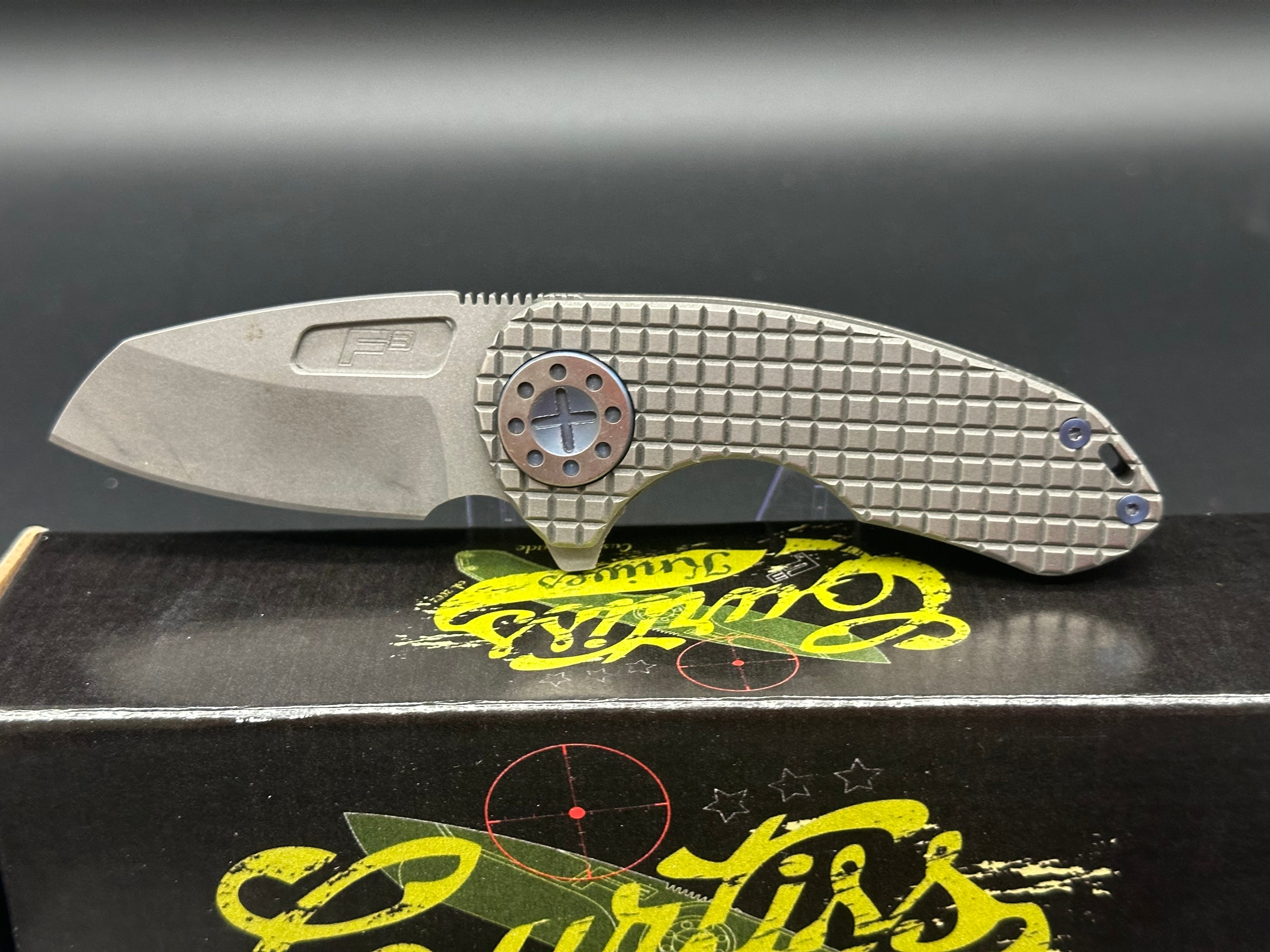 Curtiss Custom Knives F3 Compact Wharny Flipper Knife - Smooth Blasted Titanium Handle, MagnaCut Steel Blade - EDC, Outdoor, Tactical & Survival Use