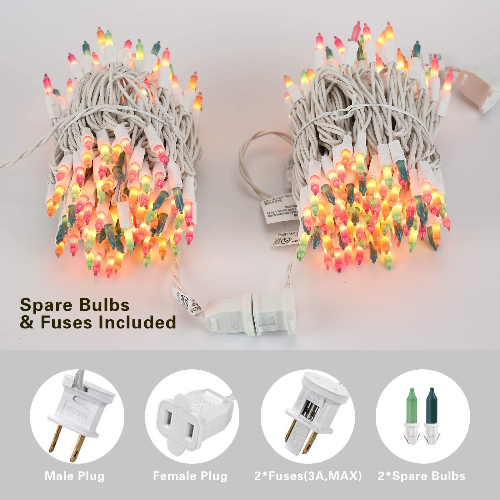 Brizled Easter Lights - 150 Count 34.8ft Pastel String Lights with White Wire | UL Certified Connectable 120V Incandescent Outdoor/Indoor Lights | Perfect for Easter Tree Decor, Christmas Decorations, Bedroom Lighting & Party Decorations