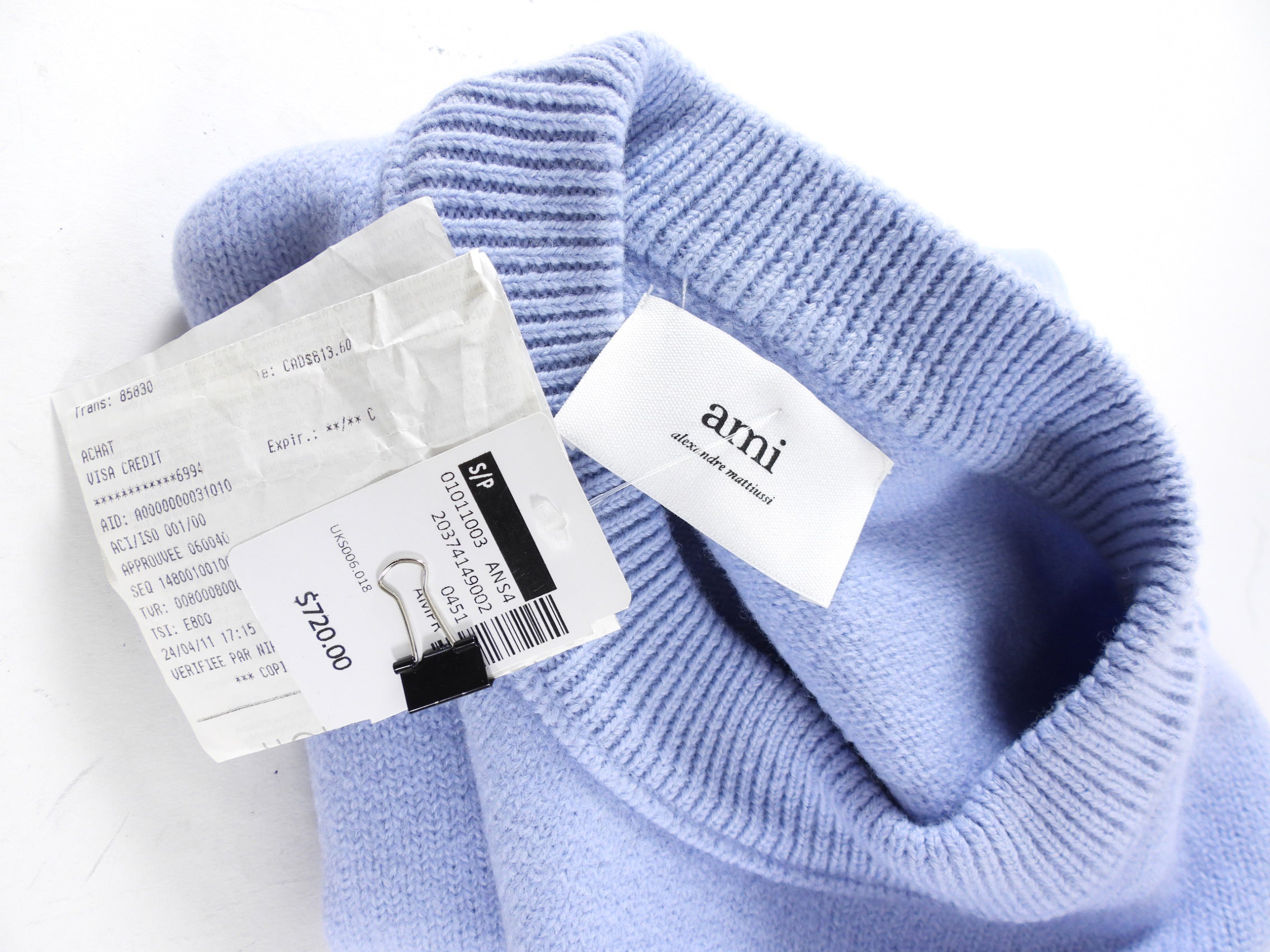 Ami Blue Wool Heart Logo Sweater for Women - Soft & Warm Knit Pullover - Perfect for Winter Fashion & Casual Outfits