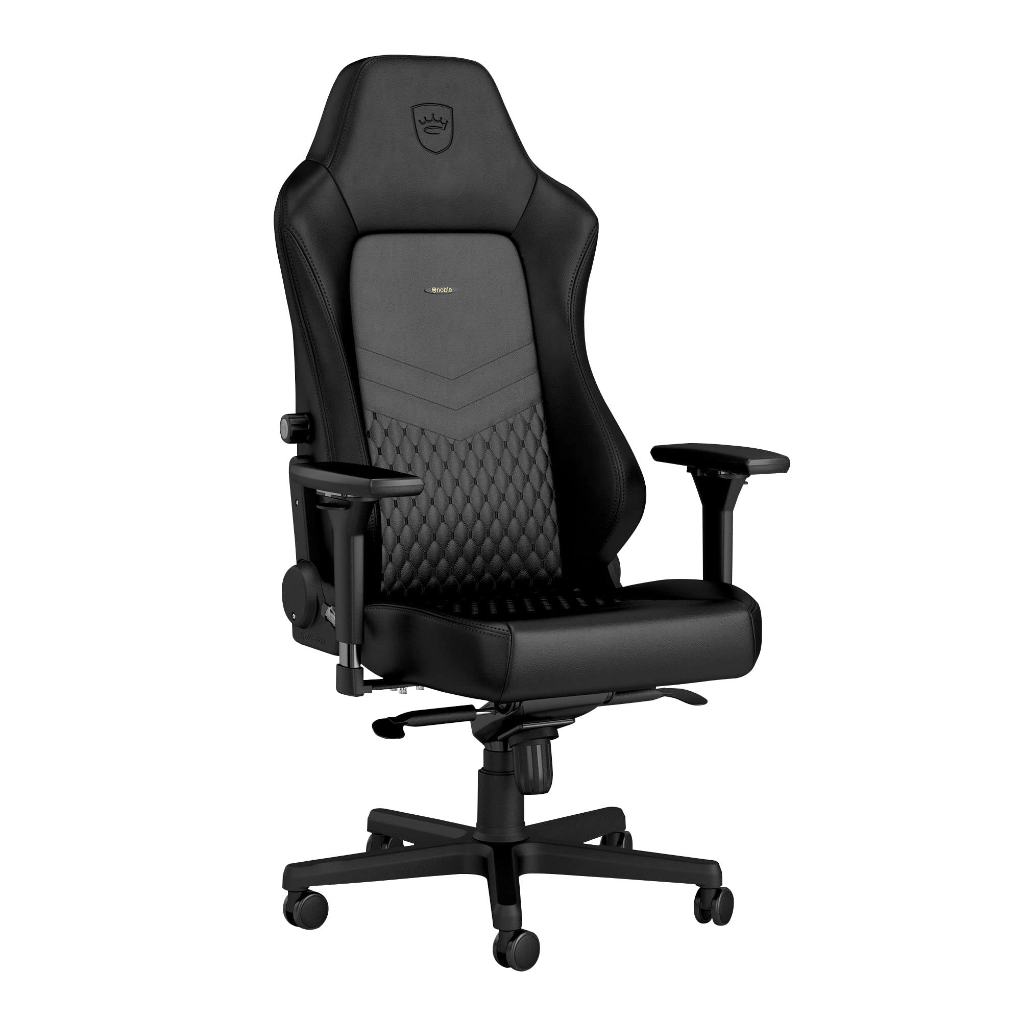 Noblechairs Hero Gaming Chair - Ergonomic Office Chair with Adjustable Lumbar Support, Premium Real Leather, Black - Perfect for PC Gaming, Work from Home & Office Workspace