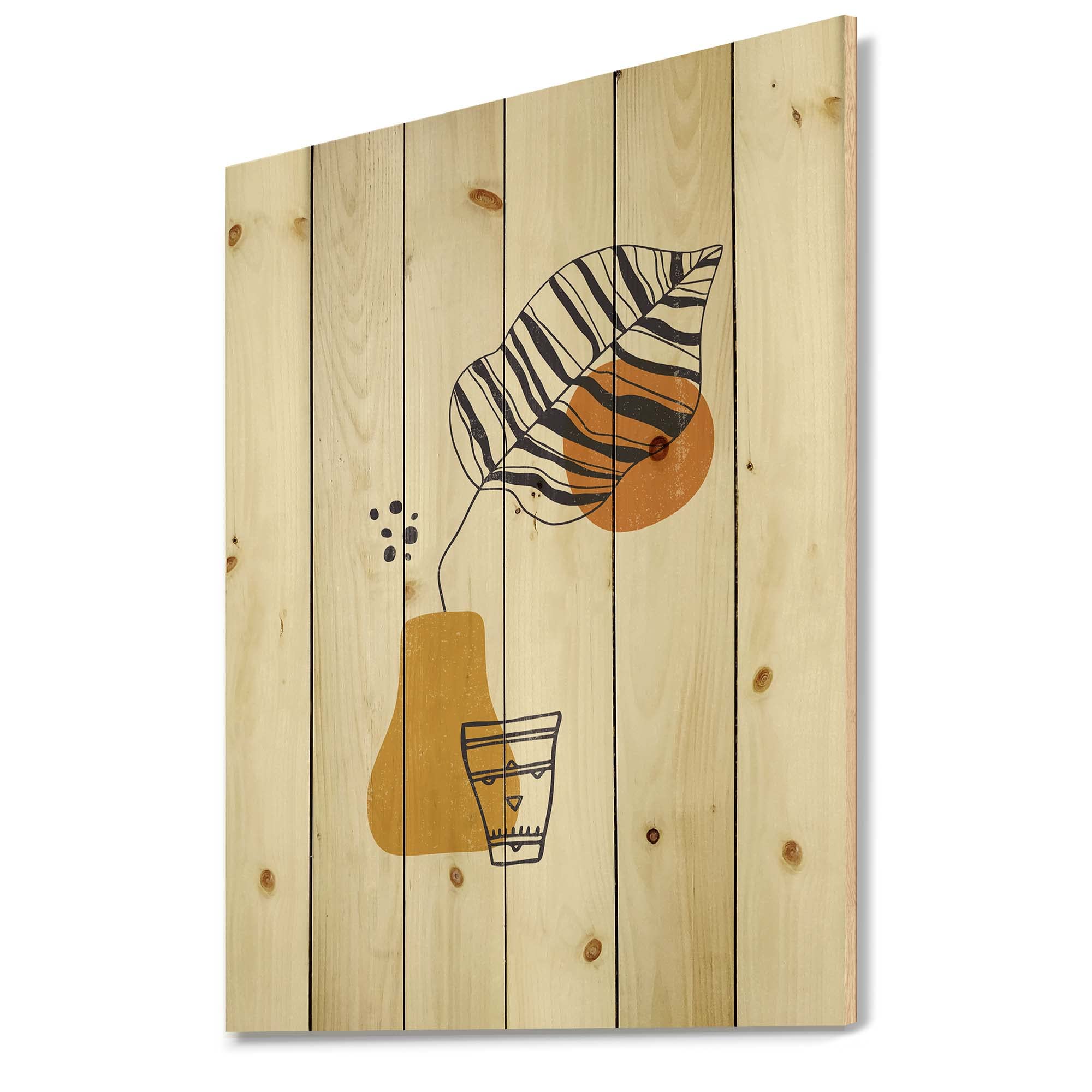 Botanical Leaf Wood Wall Art - Modern Blue Floral Pine Decor for Living Room