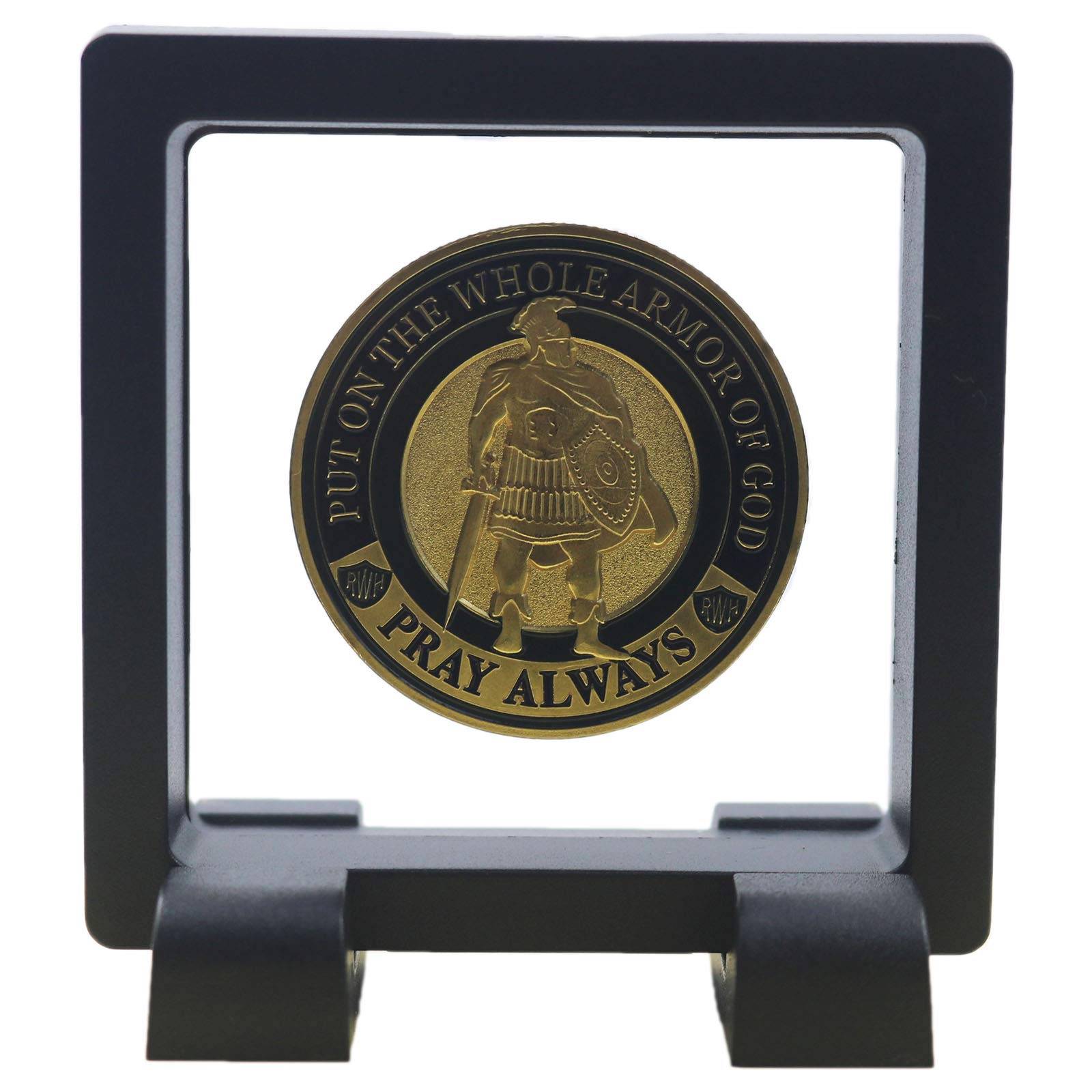 3D Floating Clear Coin Display Case - Single Challenge Coin Holder with Feet Stand for Jewelry, Medallions & Postage Stamps - Perfect for Collectors, Military Gifts & Specimen Showcase
