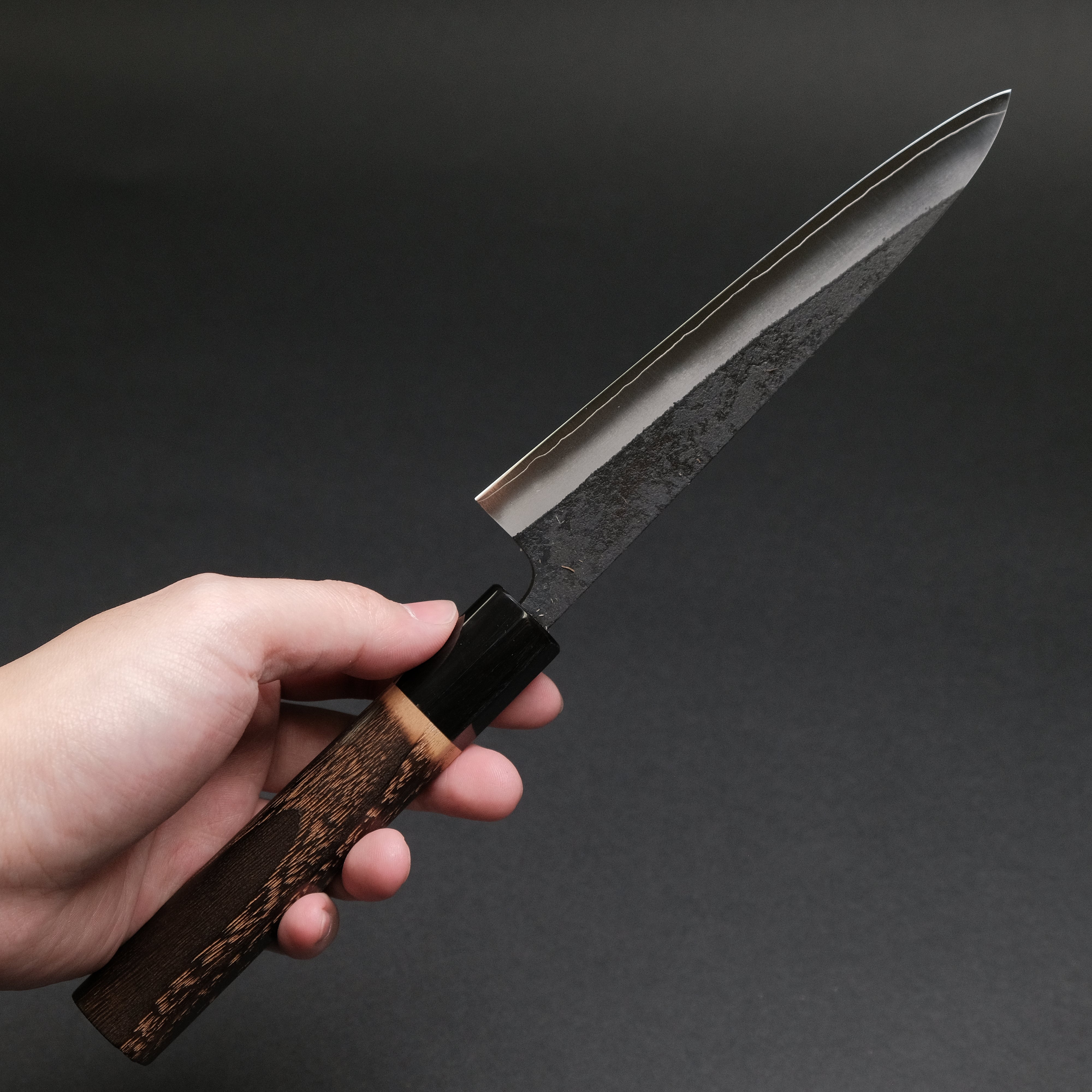Premium Konosuke Madei Sumiiro SLD Petty Knife 150mm - Japanese High-Carbon Steel Blade with Burnt Chestnut Handle - Perfect for Sushi, Vegetables & Precision Kitchen Tasks