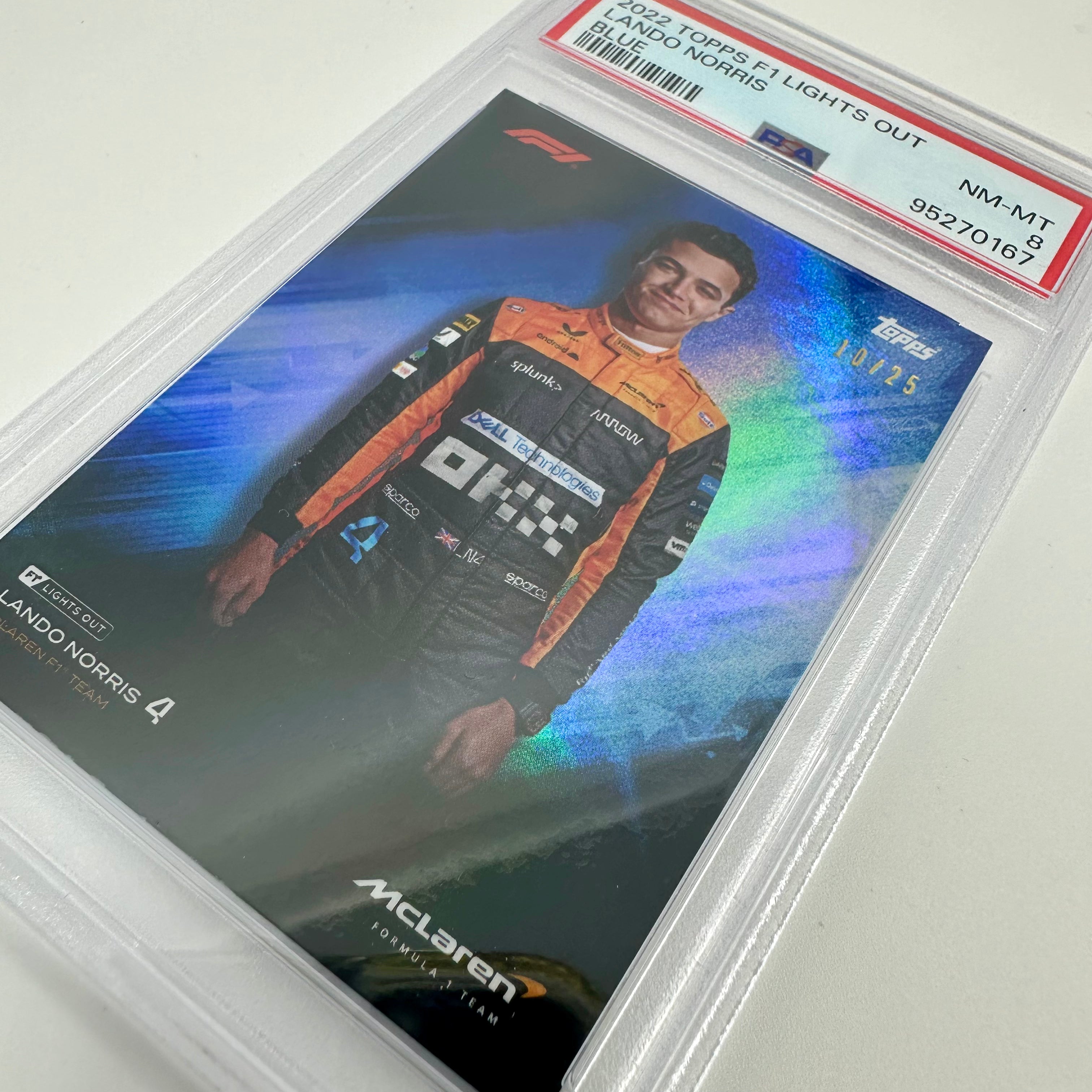 2022 Topps Lights Out Lando Norris Blue PSA 8 10/25 - Rare Trading Card for Collectors & Sports Memorabilia Enthusiasts