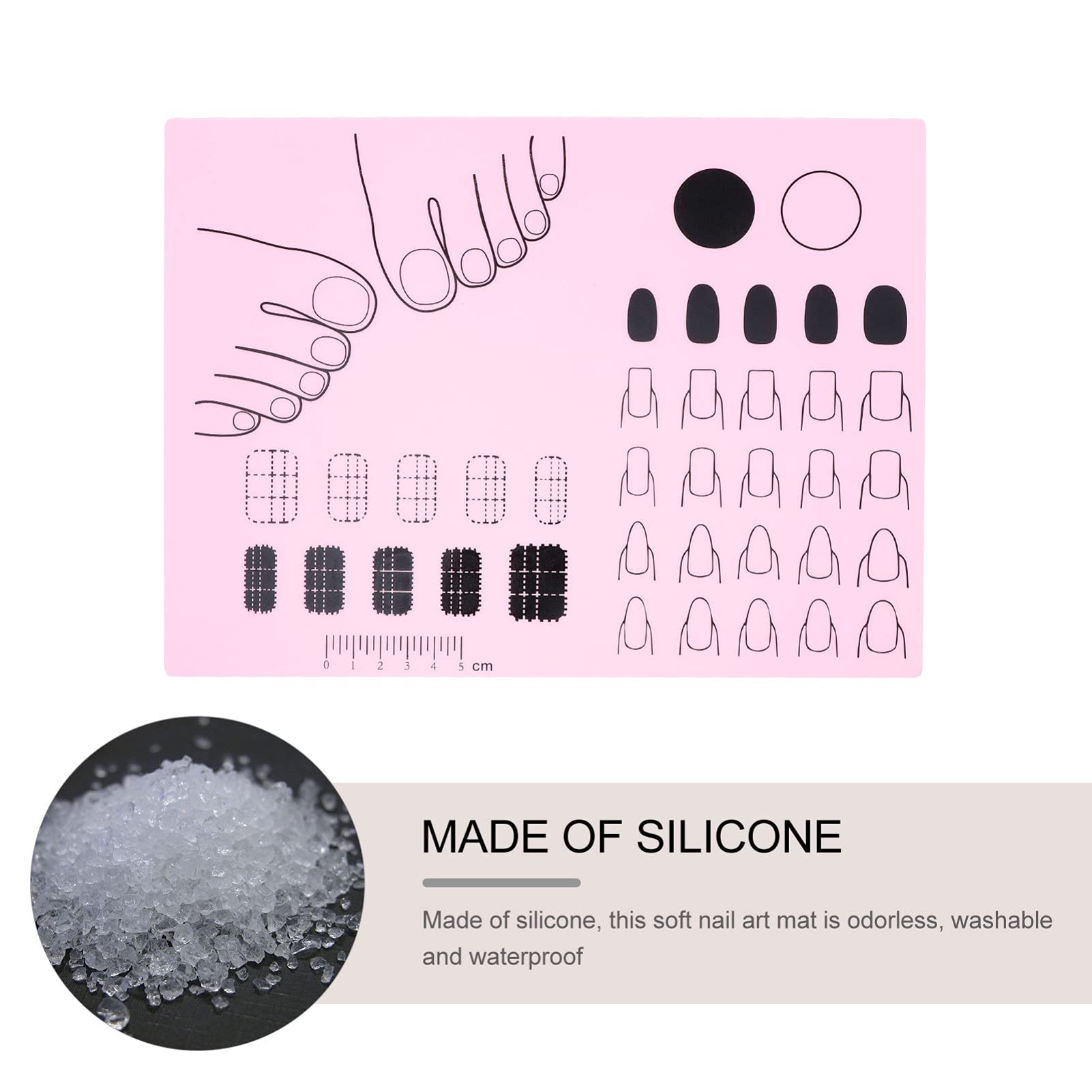Silicone Manicure Practice Mat for Acrylic Nail Art - DIY Nail Art Tool with Gold Hair Stick & Chopstick Holder - Perfect for Salon, Home Manicure & Nail Art Training