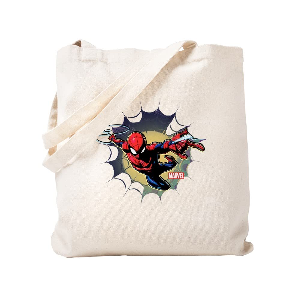 Spider-Man Web Design Canvas Tote Bag - Reusable Eco-Friendly Shopping Bag for Groceries, Beach & Comic Con