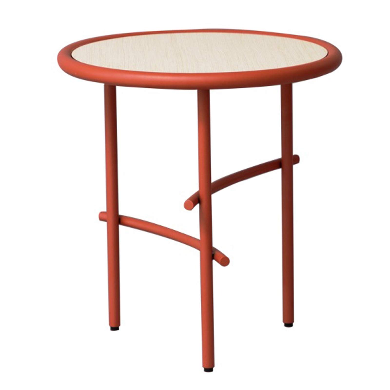 Liushop Modern Round End Table - Stylish Side Table for Living Room, Bedroom & Outdoor Use | Space-Saving Coffee Table with Line Art Design (Red) | Perfect for Small Spaces, Apartments & Patios